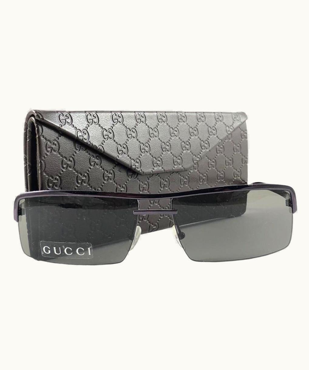 Gucci Vintage Gucci 1679 Metallic Purple Half Frame Sunglasses 90s Austria Y2k