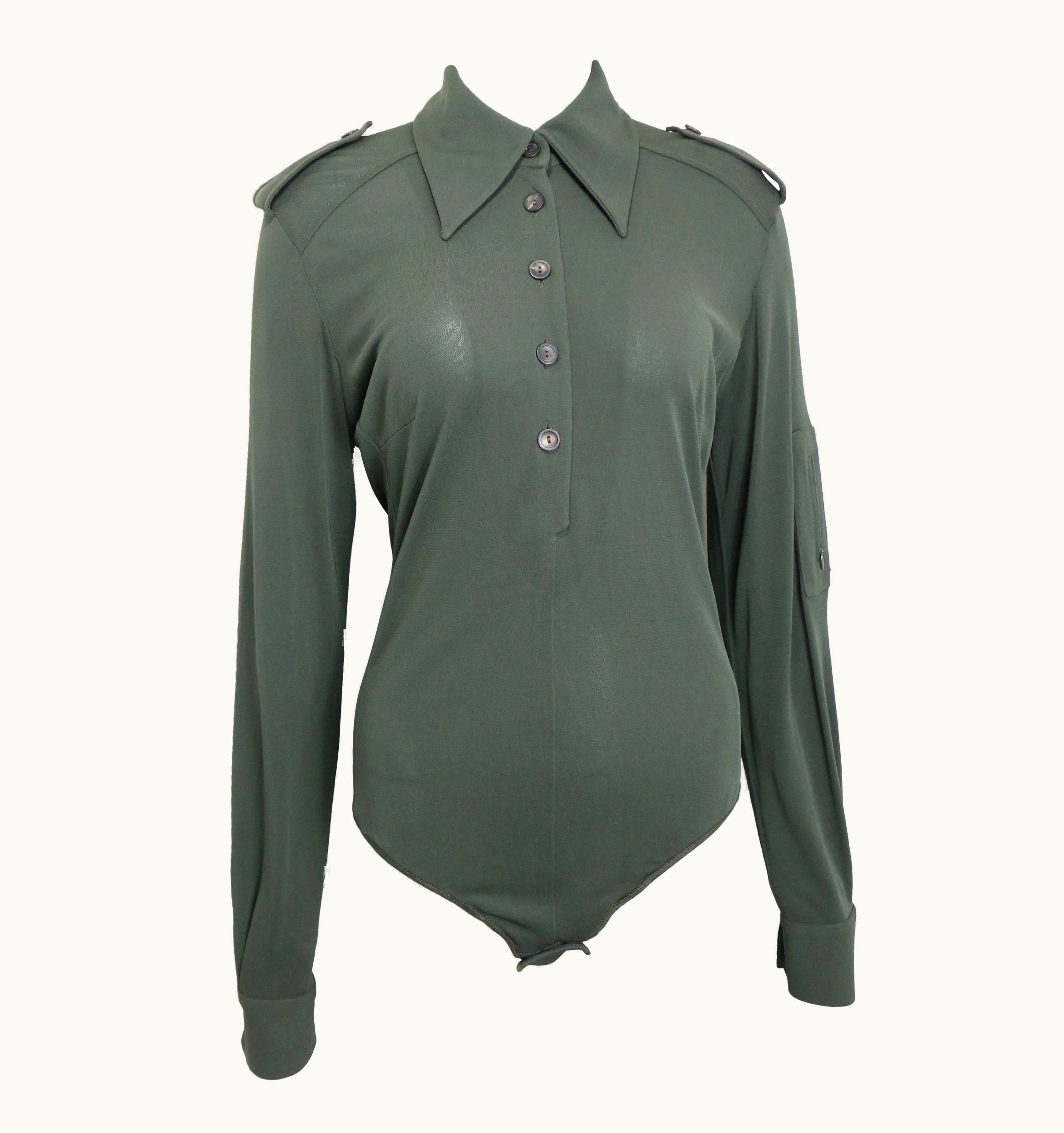 Gucci Gucci By Tom Ford Green Bodysuit Long Sleeves Shirt