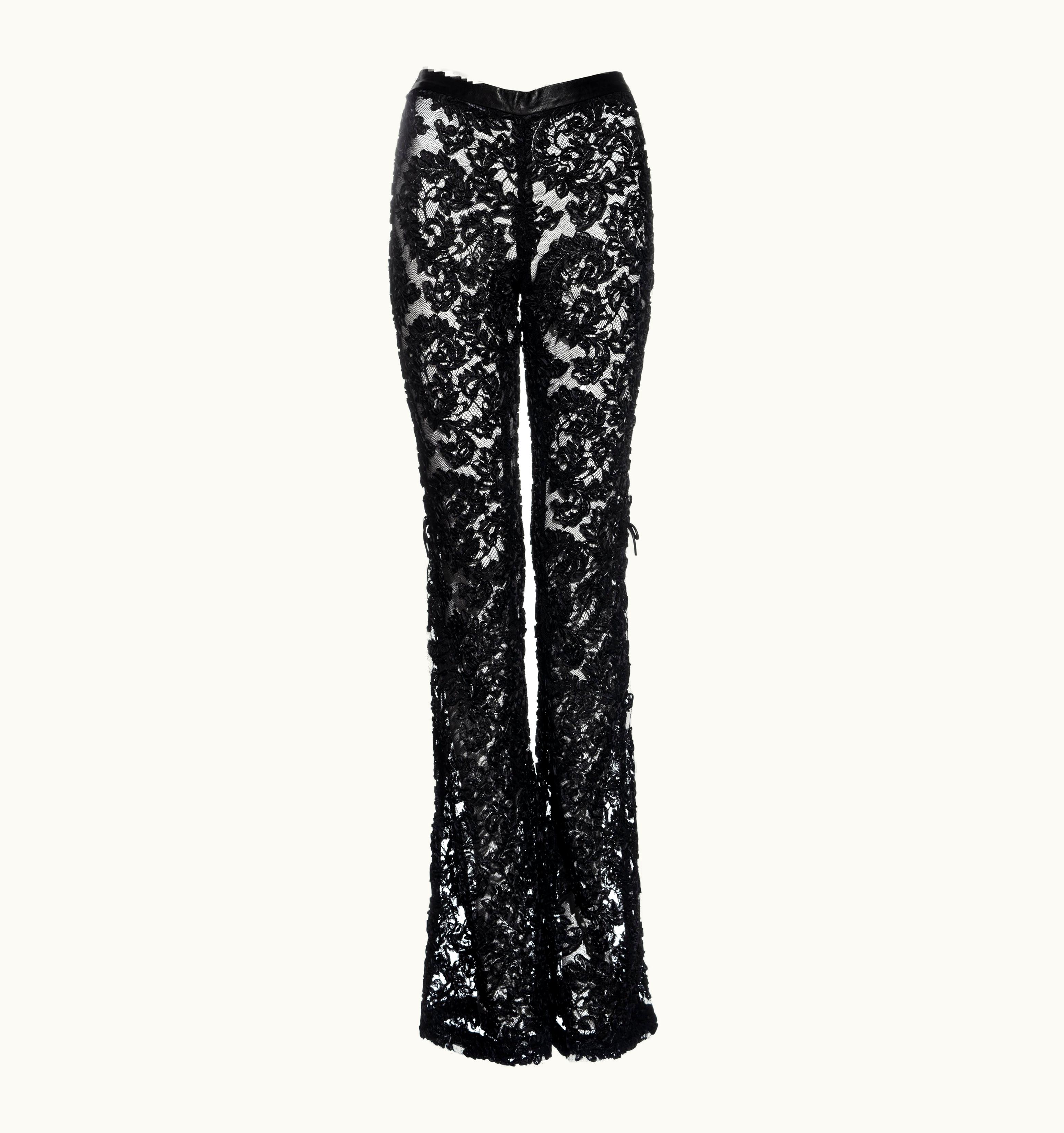 Gucci Gucci By Tom Ford Black Floral Lace Flared Pants, AW 1999