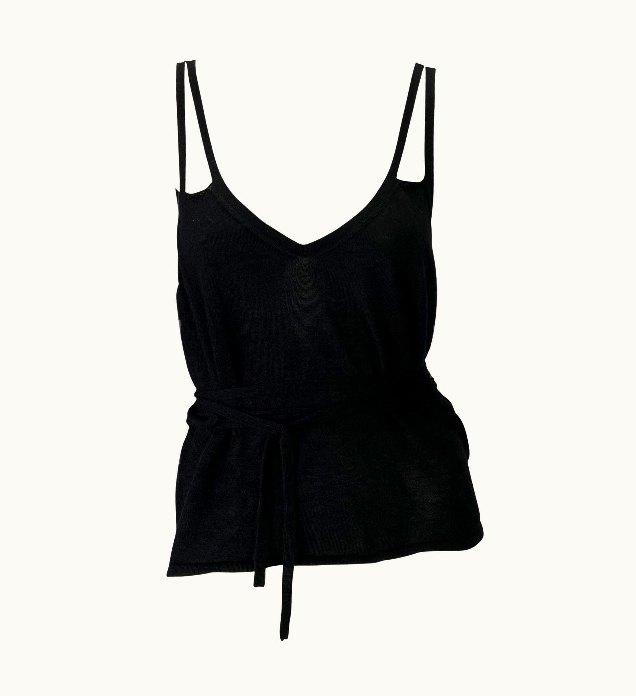 Gucci Nwt Late 1990s Gucci By Tom Ford Cashmere Knit Wrap Around Tank Black