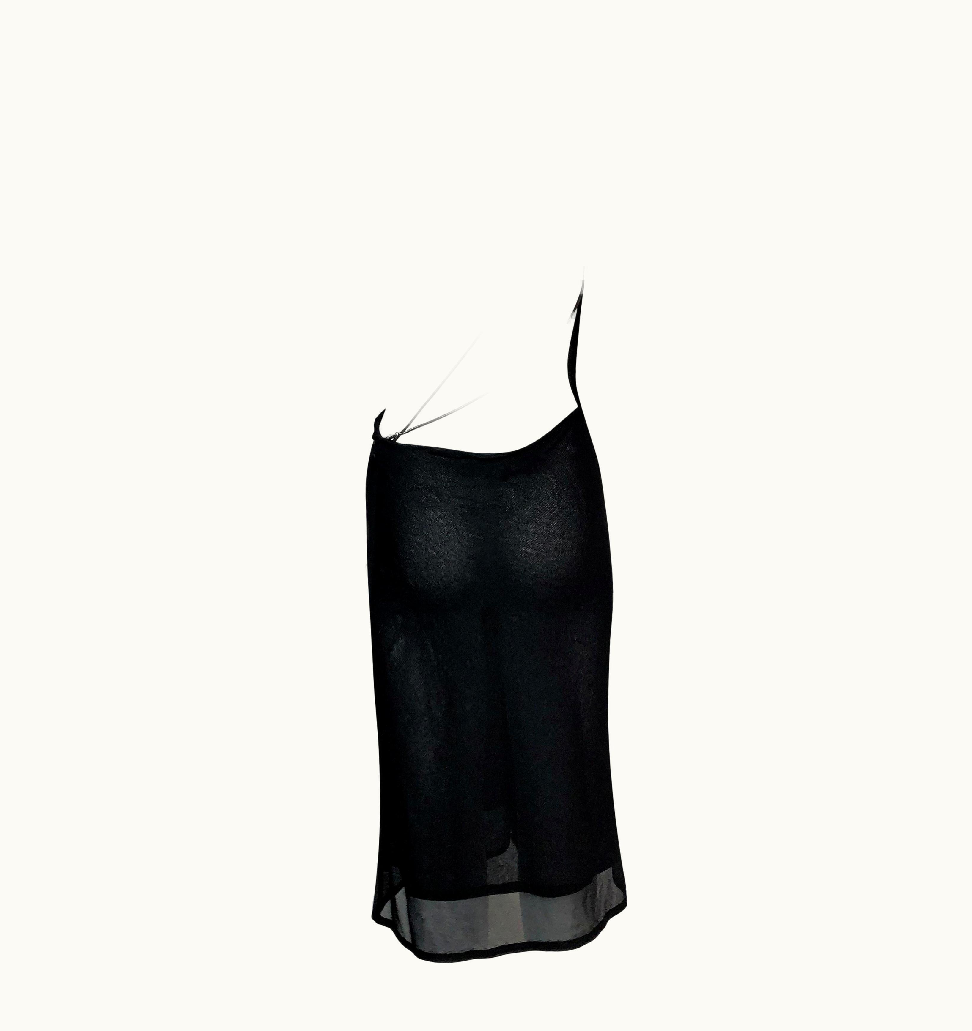 Gucci S/S 1997 Gucci Tom Ford Ad Sheer Black Backless Chain Straps Dress