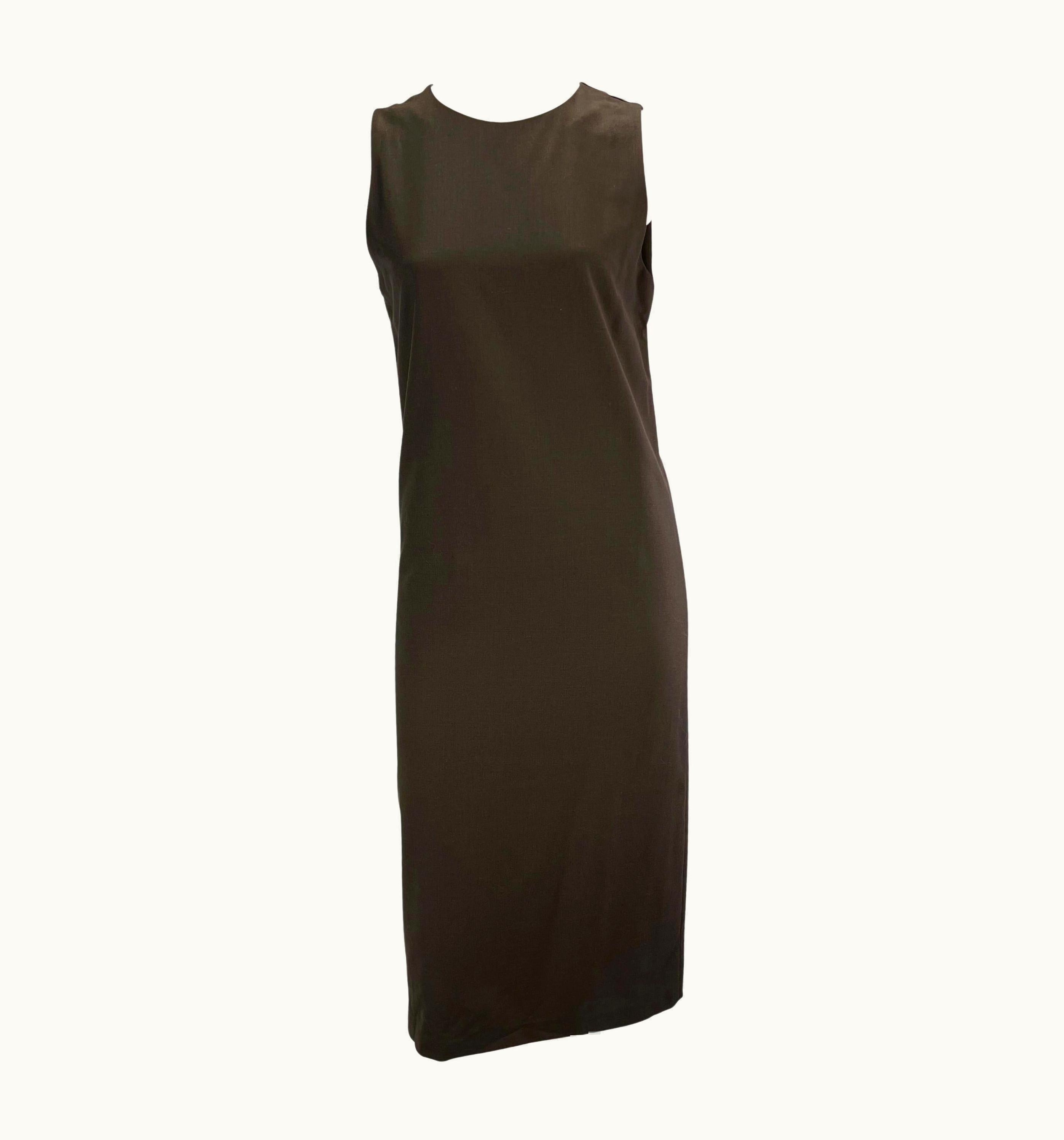Gucci S/S 1997 Gucci By Tom Ford Brown Sleeveless Shift Dress Keyhole Back