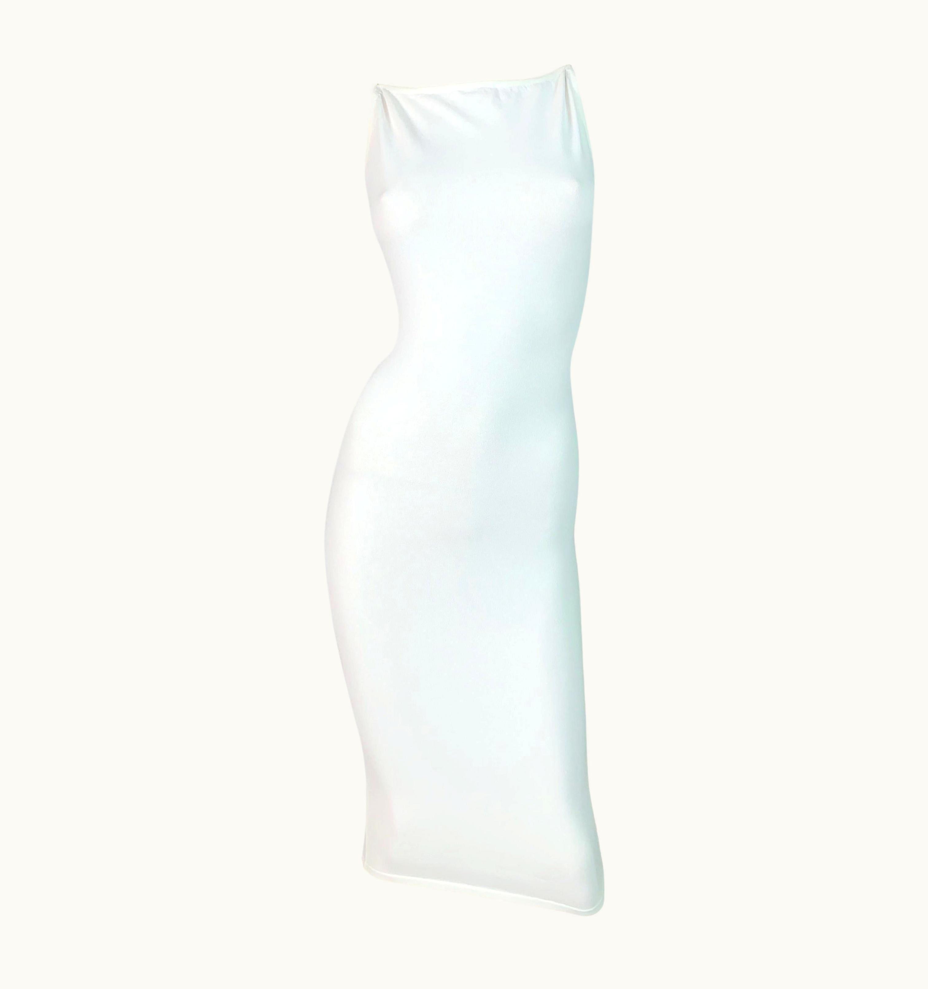 Gucci S/S 1998 Gucci By Tom Ford Semi-Sheer White Bodycon Wiggle Dress