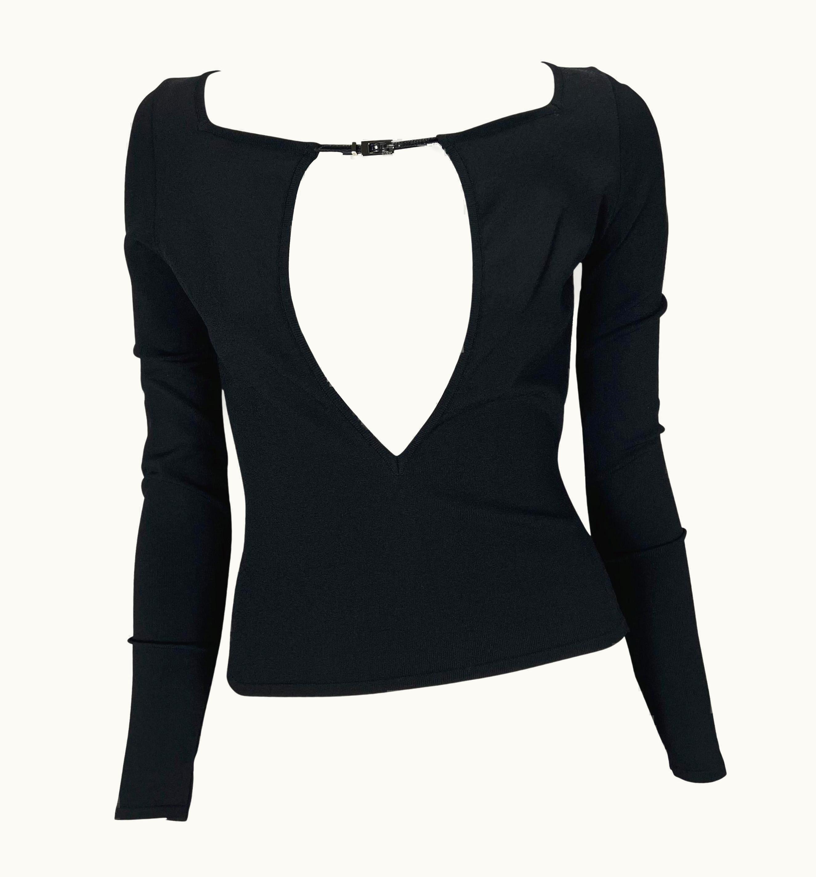Gucci S/S 1998 Gucci By Tom Ford Runway G Logo Buckle Stretch Knit Top