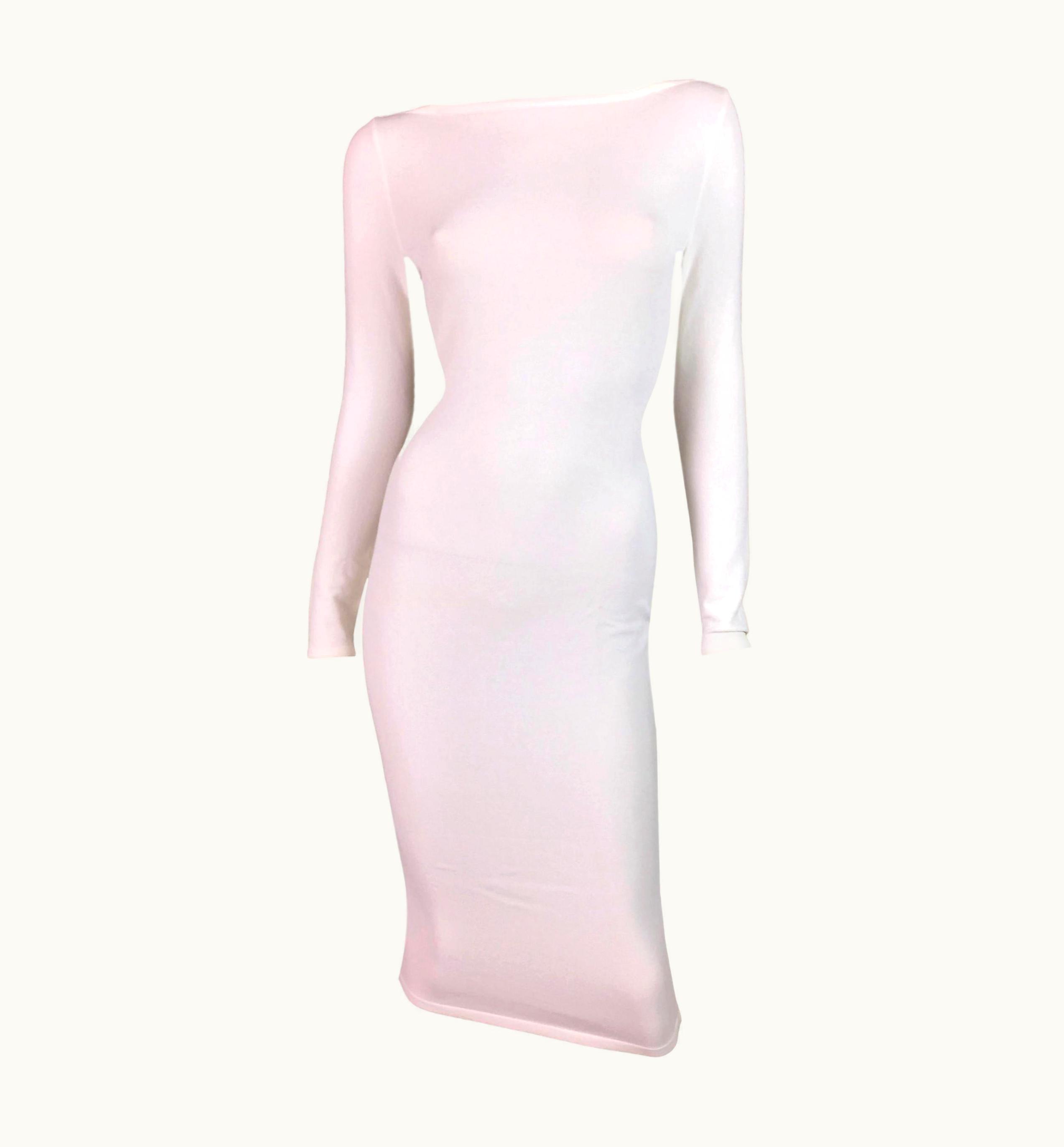 Gucci Nwt S/S 1998 Gucci By Tom Ford Semi-Sheer White Bodycon Wiggle Dress