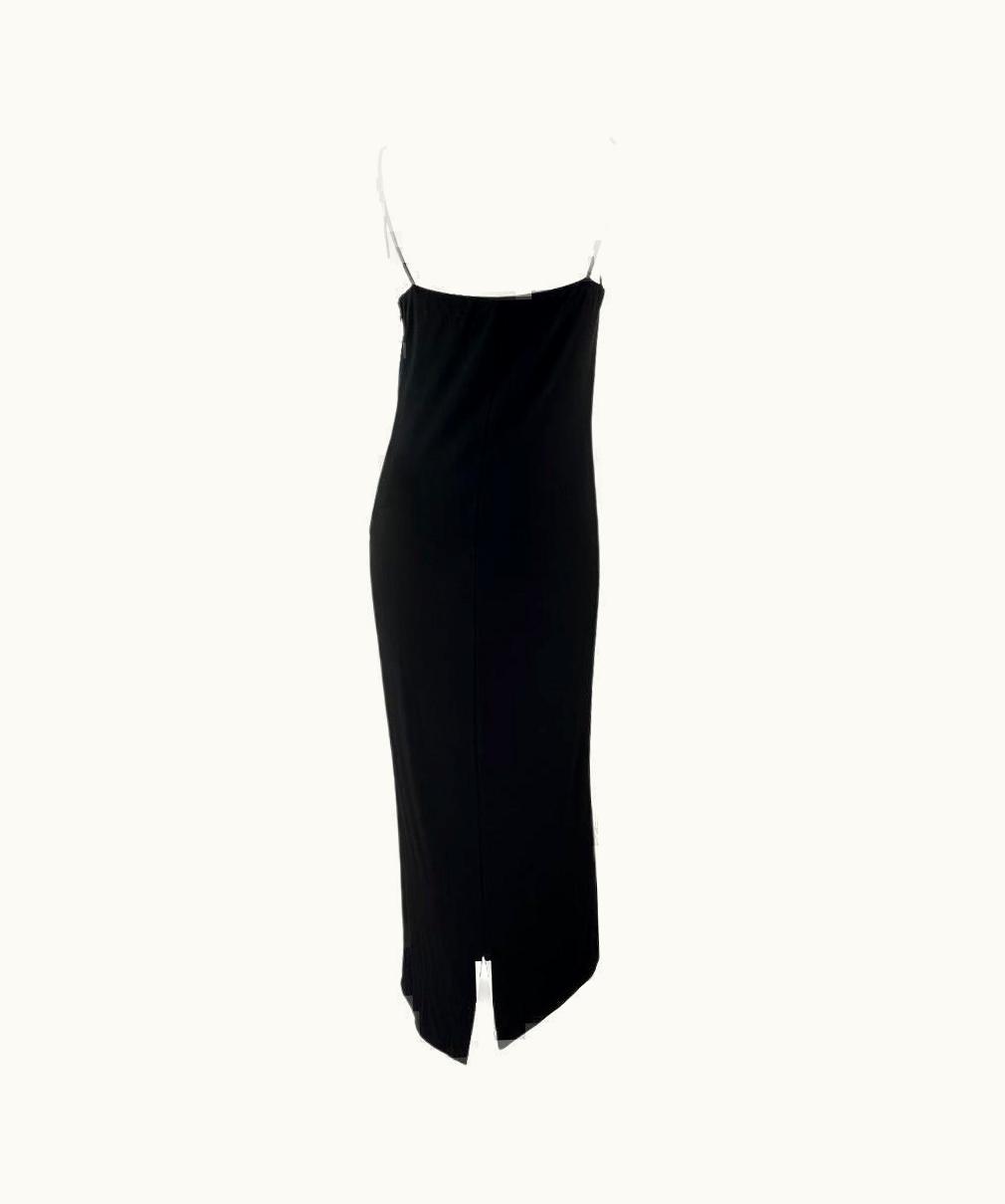 Gucci S/S 1998 Gucci By Tom Ford Double G Buckle Strap Black Column Tube Dress