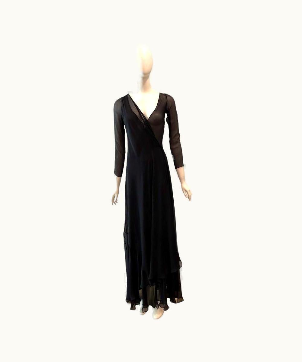 Gucci 1998 AW Gucci By Tom Ford Sheer Black Wrap Gown