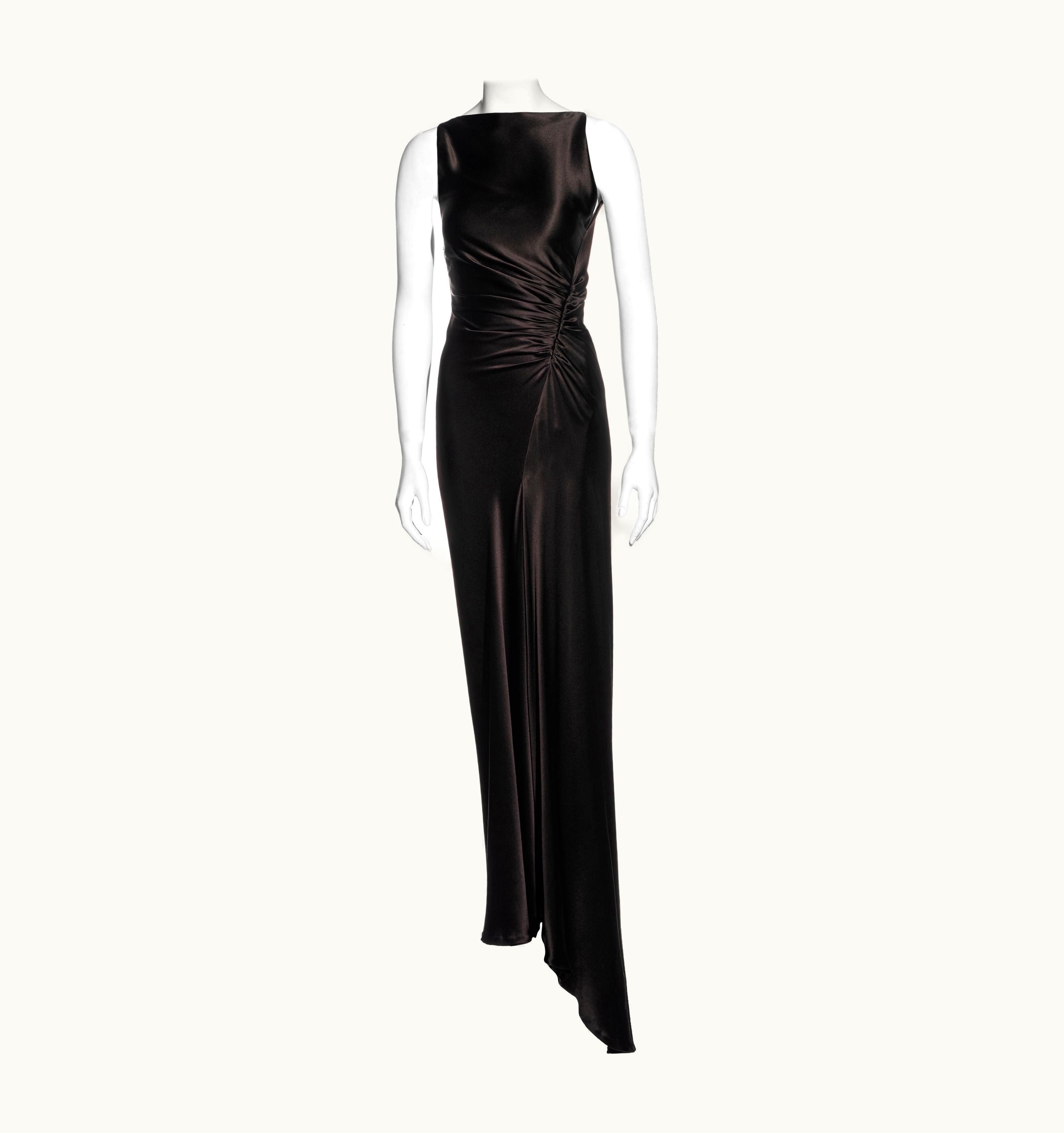 Gucci Gucci By Tom Ford Brown Silk Bias Cut Evening Dress With Leg Slit, AW 1999
