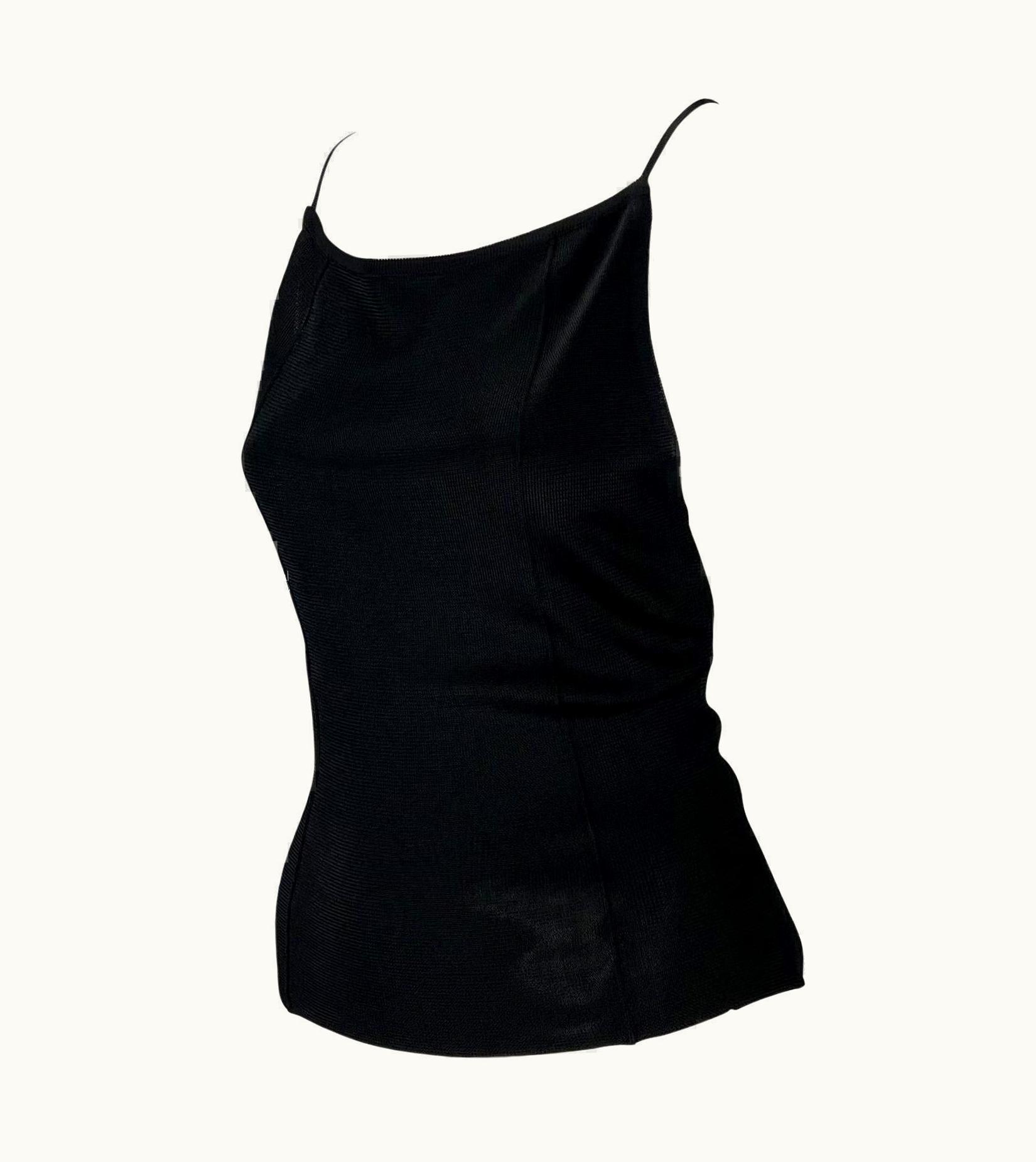 Gucci S/S 1997 Gucci By Tom Ford Backless Black Knit Viscose Semi-Sheer Stretch Top