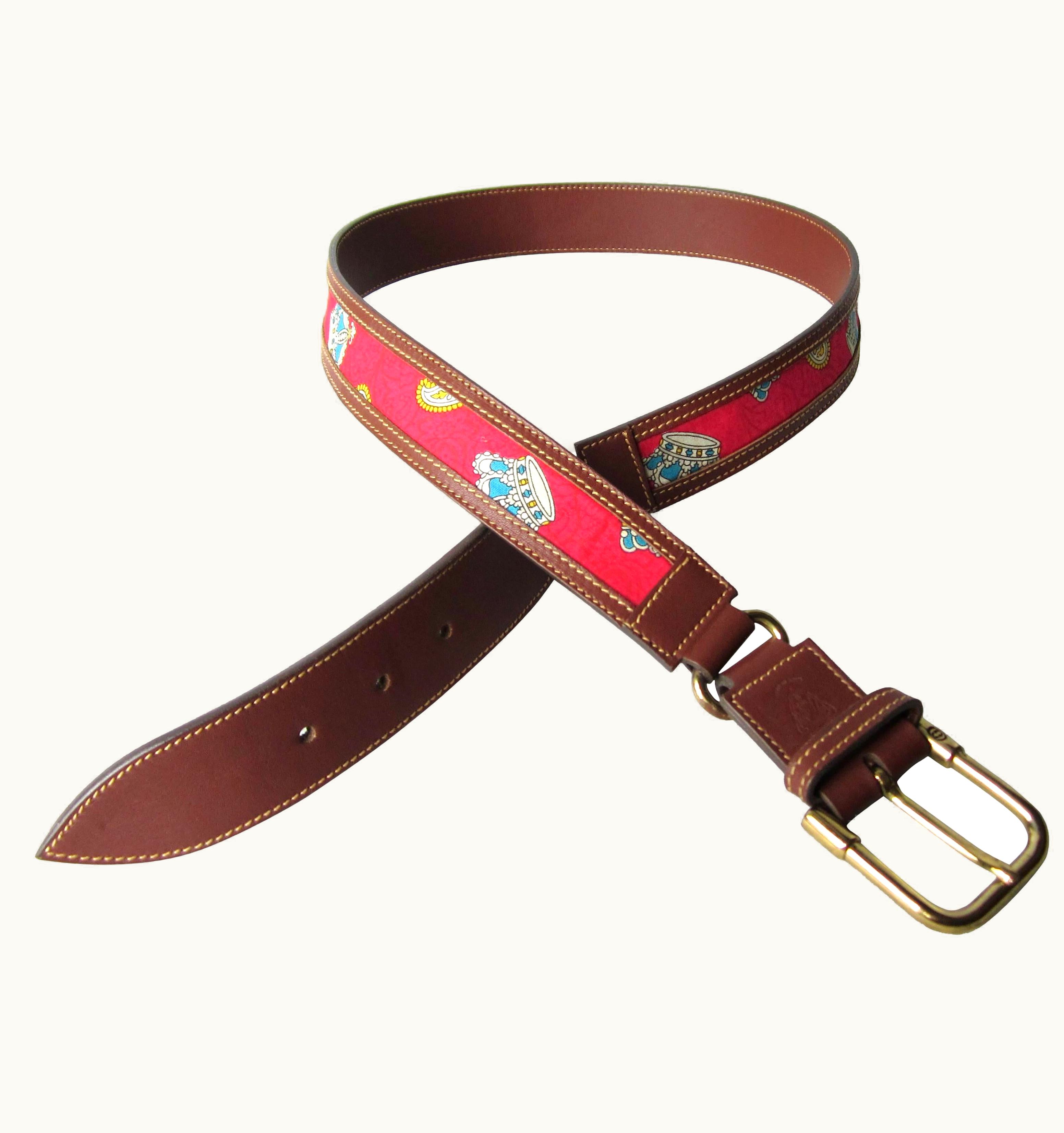 Gucci Gucci Leather King Crown Belt New, Never Worn 1990s