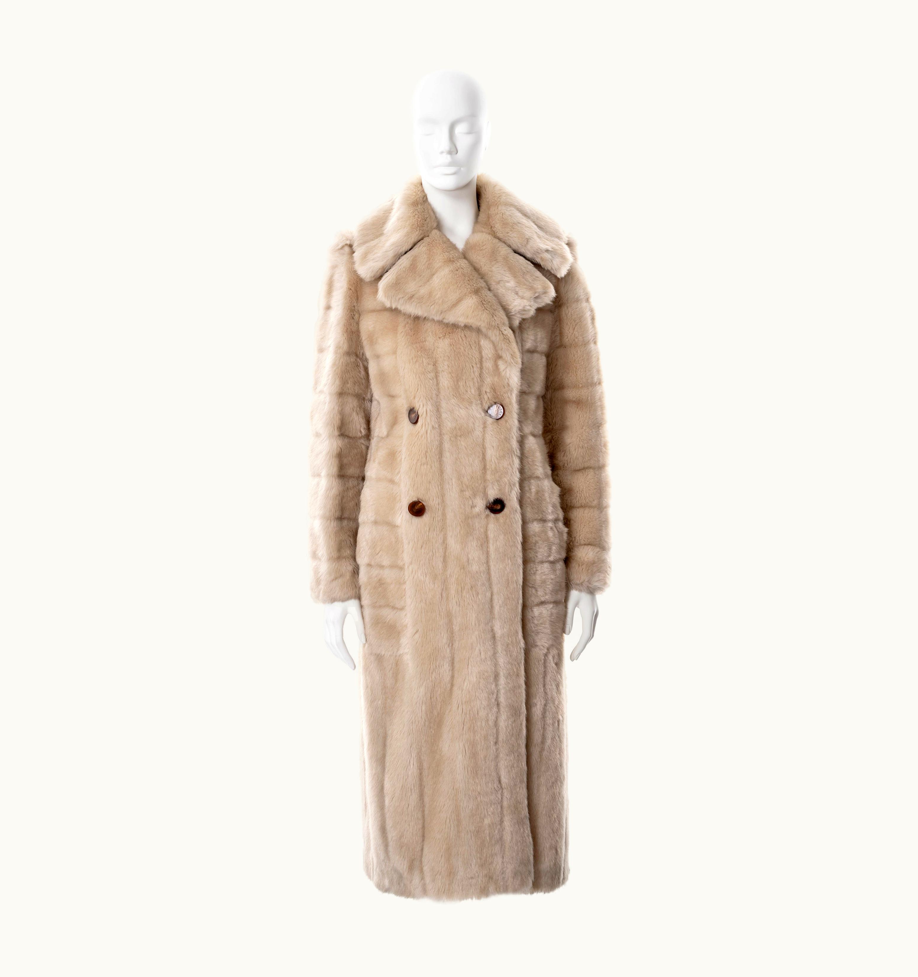 Gucci Gucci By Tom Ford Cream Faux Fur Double-breasted Coat, AW 1996