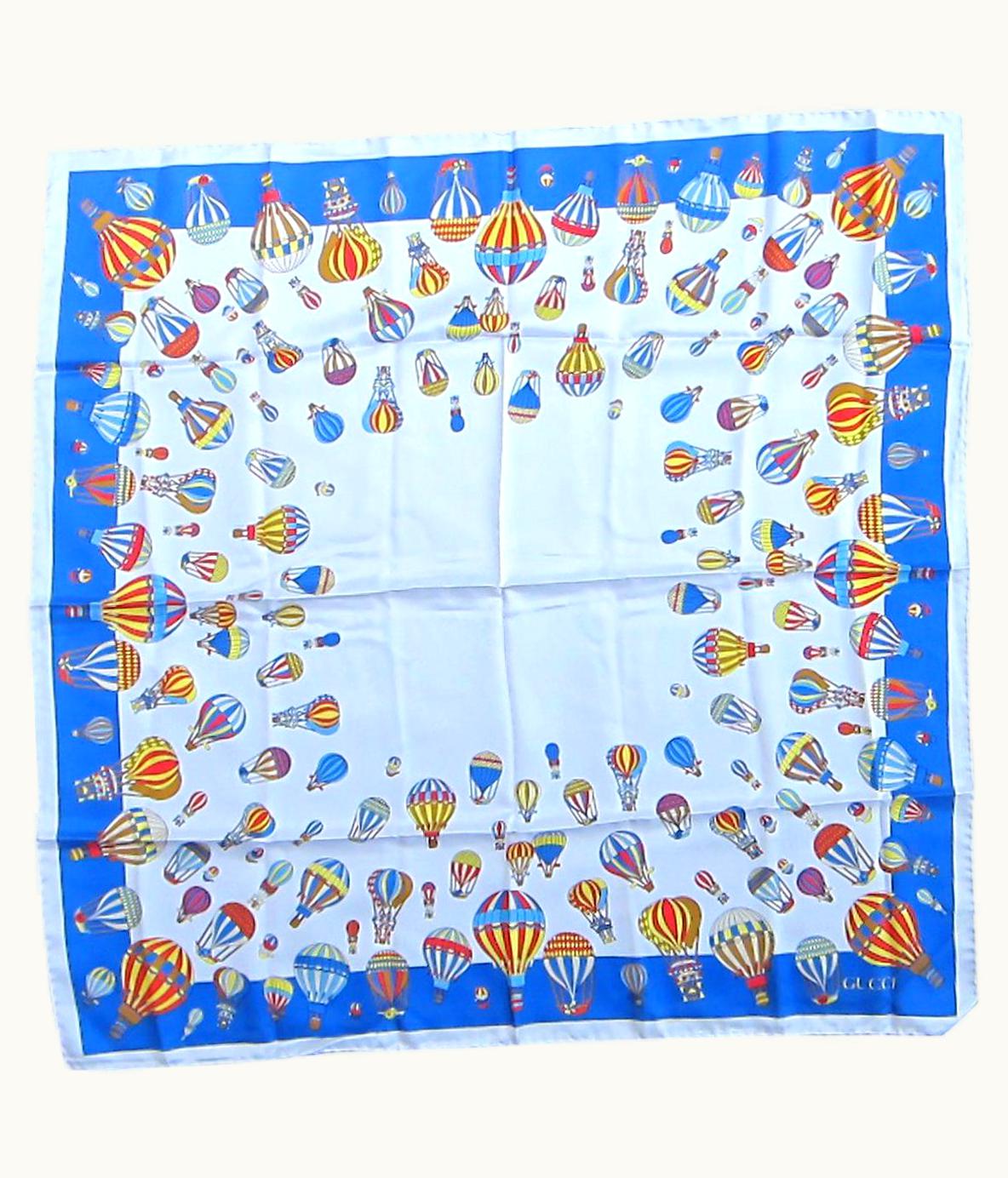 Gucci Gucci Scarf Blue Balloon Festival Silk New, Never Worn 1990s