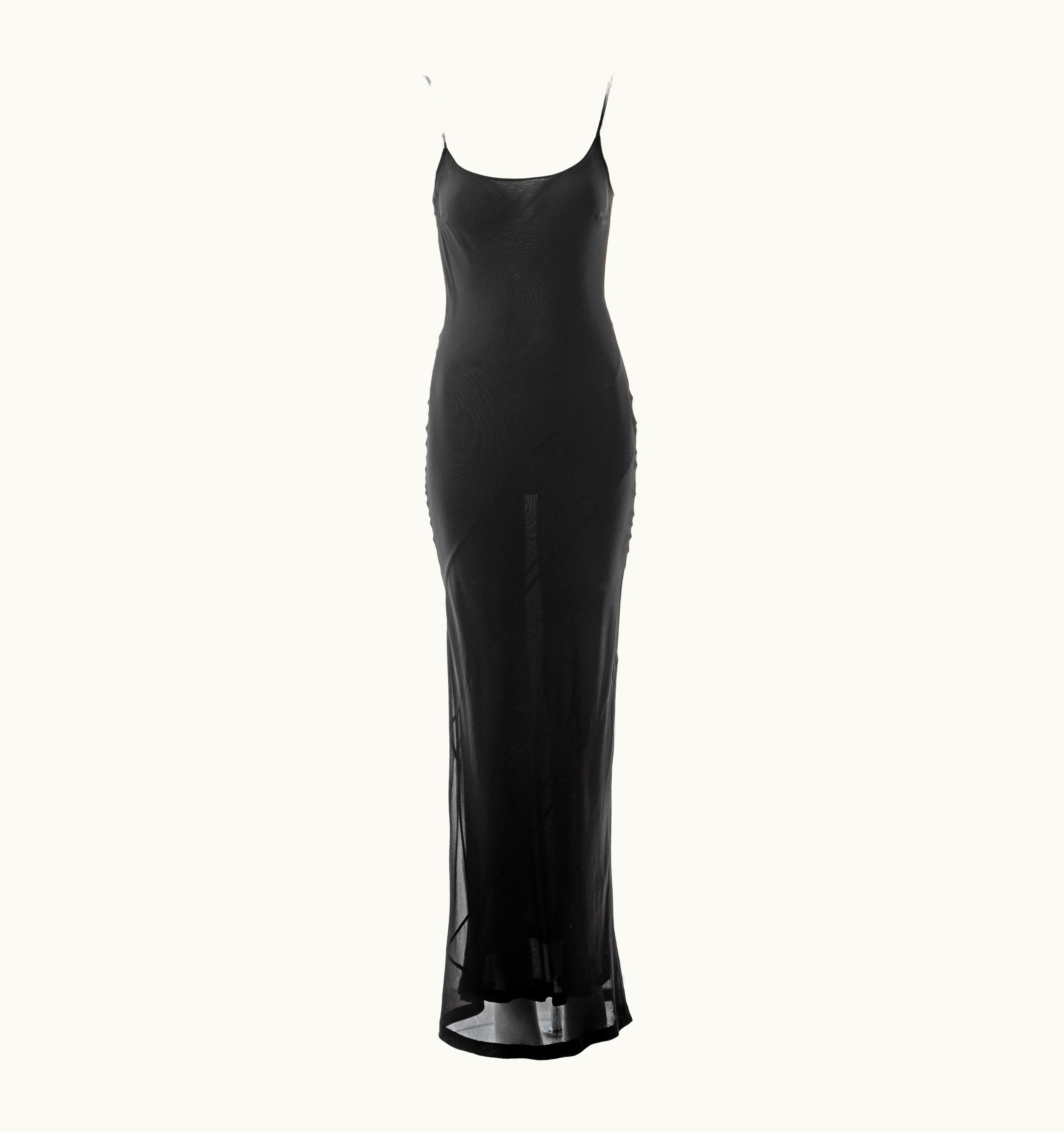 Gucci Gucci By Tom Ford Black Bias Cut Silk Crepe Chiffon Evening Slip Dress, S/S 1997