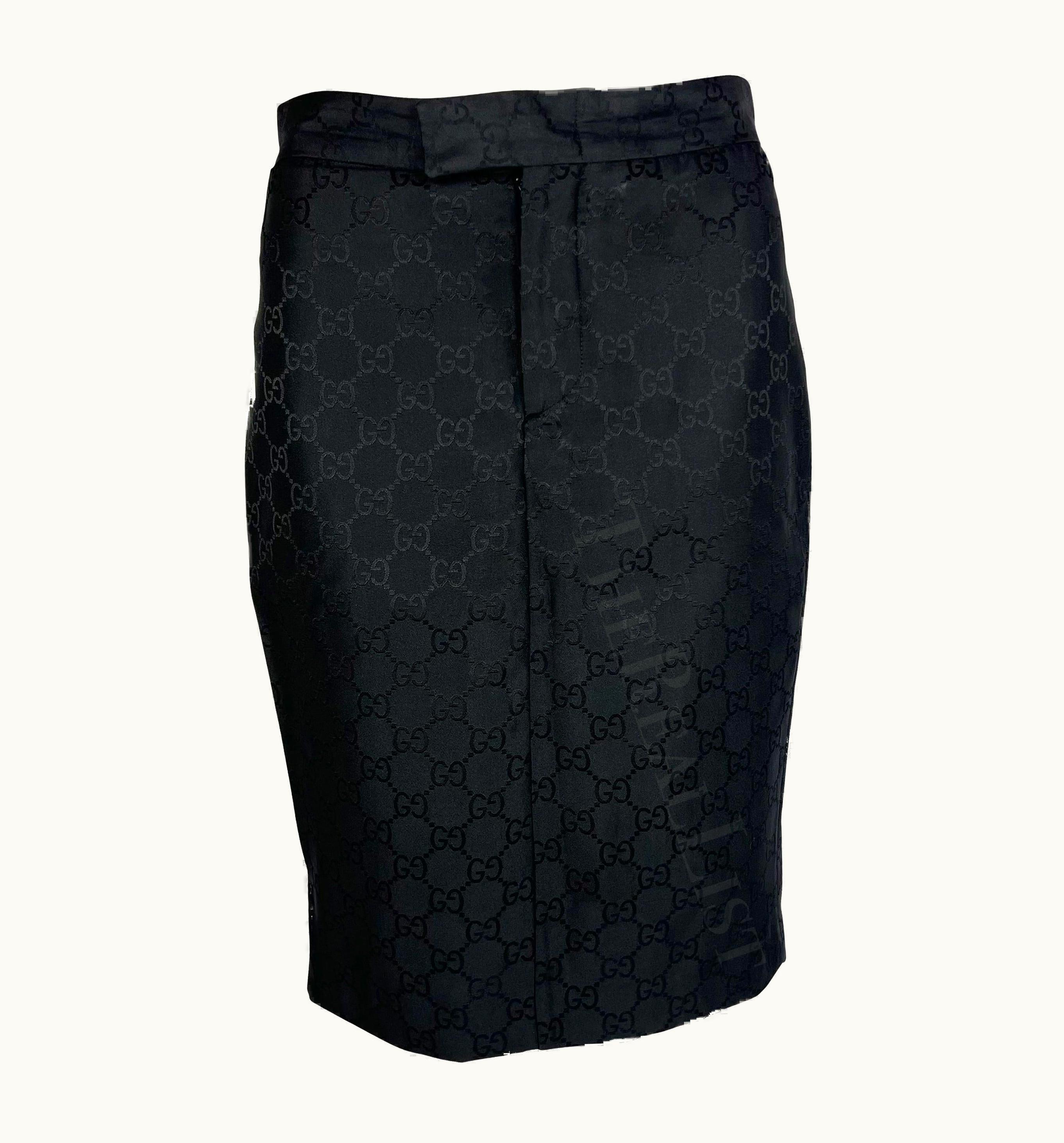 Gucci S/S 1998 Gucci By Tom Ford Black 'gg' Monogram Runway Skirt