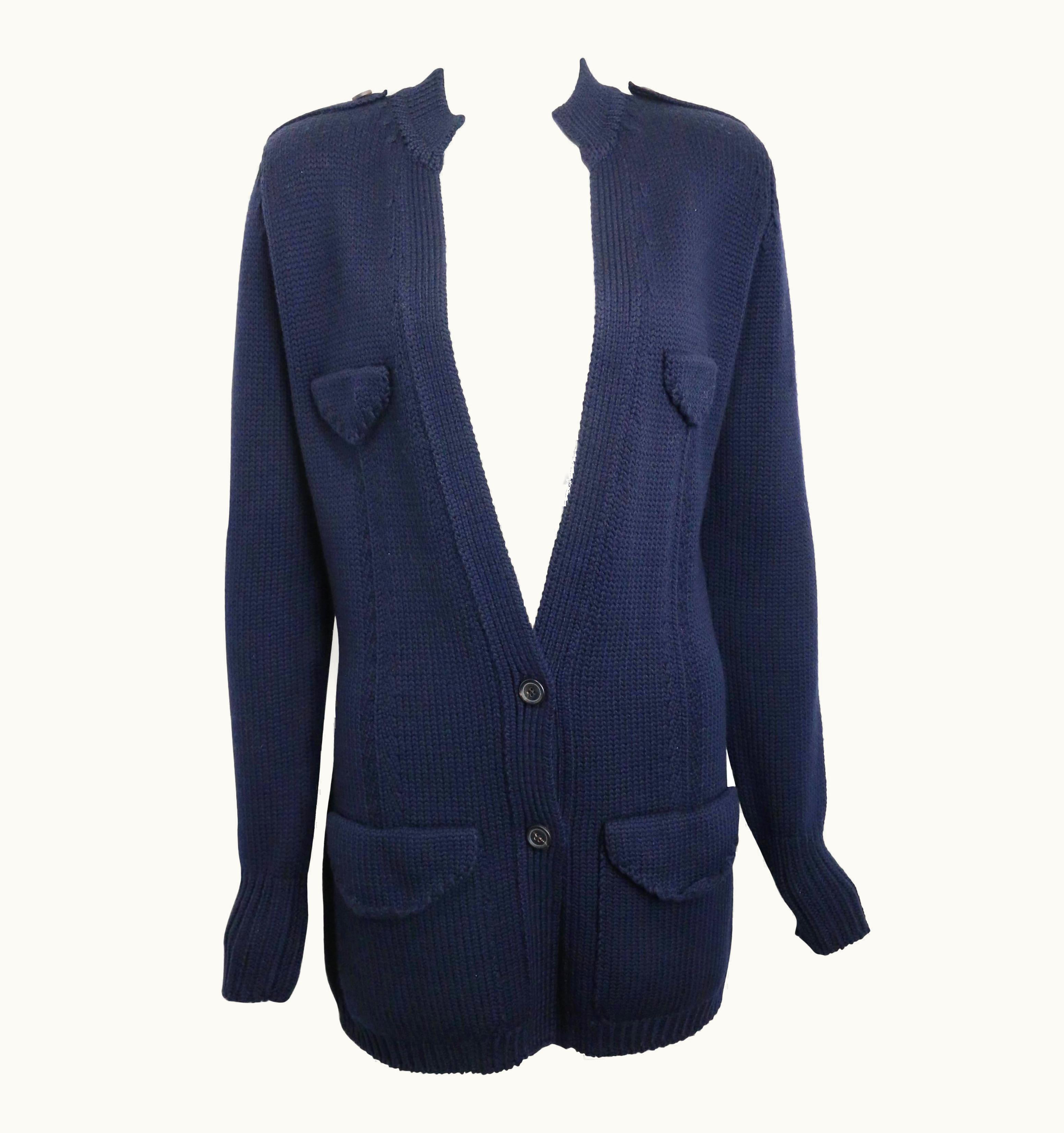 Gucci Fall 1996 Gucci By Tom Ford Dark Navy Wool Knitted Cardigan Jacket