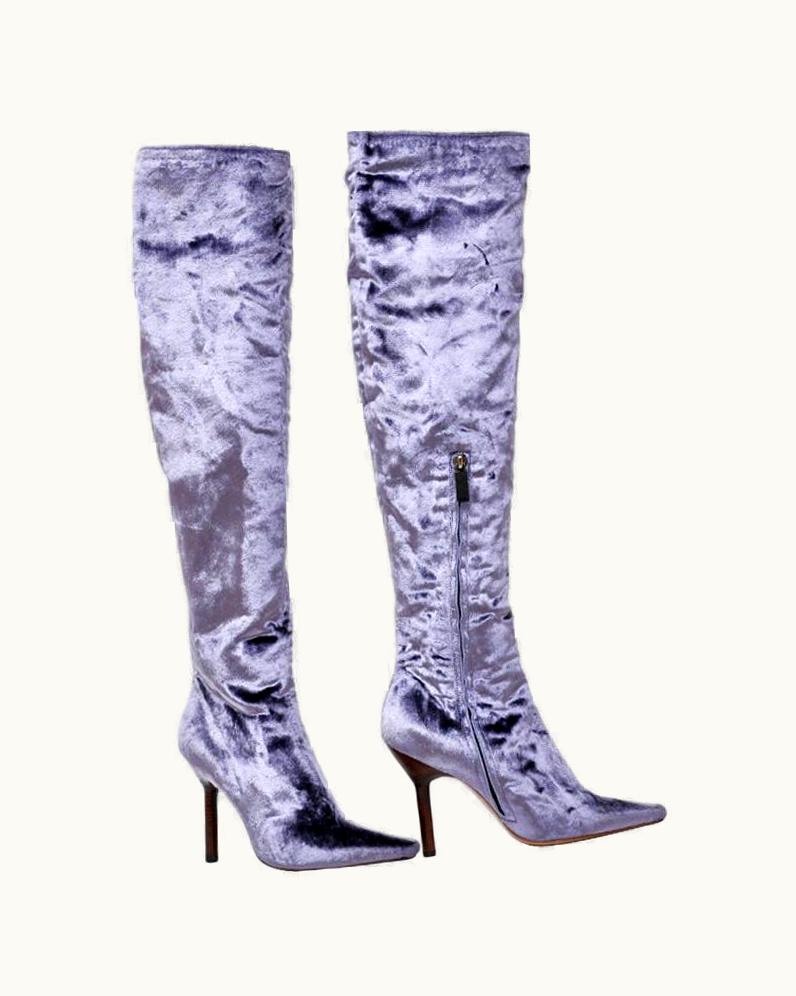 Gucci AW 1999 Vintage Tom Ford For Gucci Velvet Over The Knee Boots New!