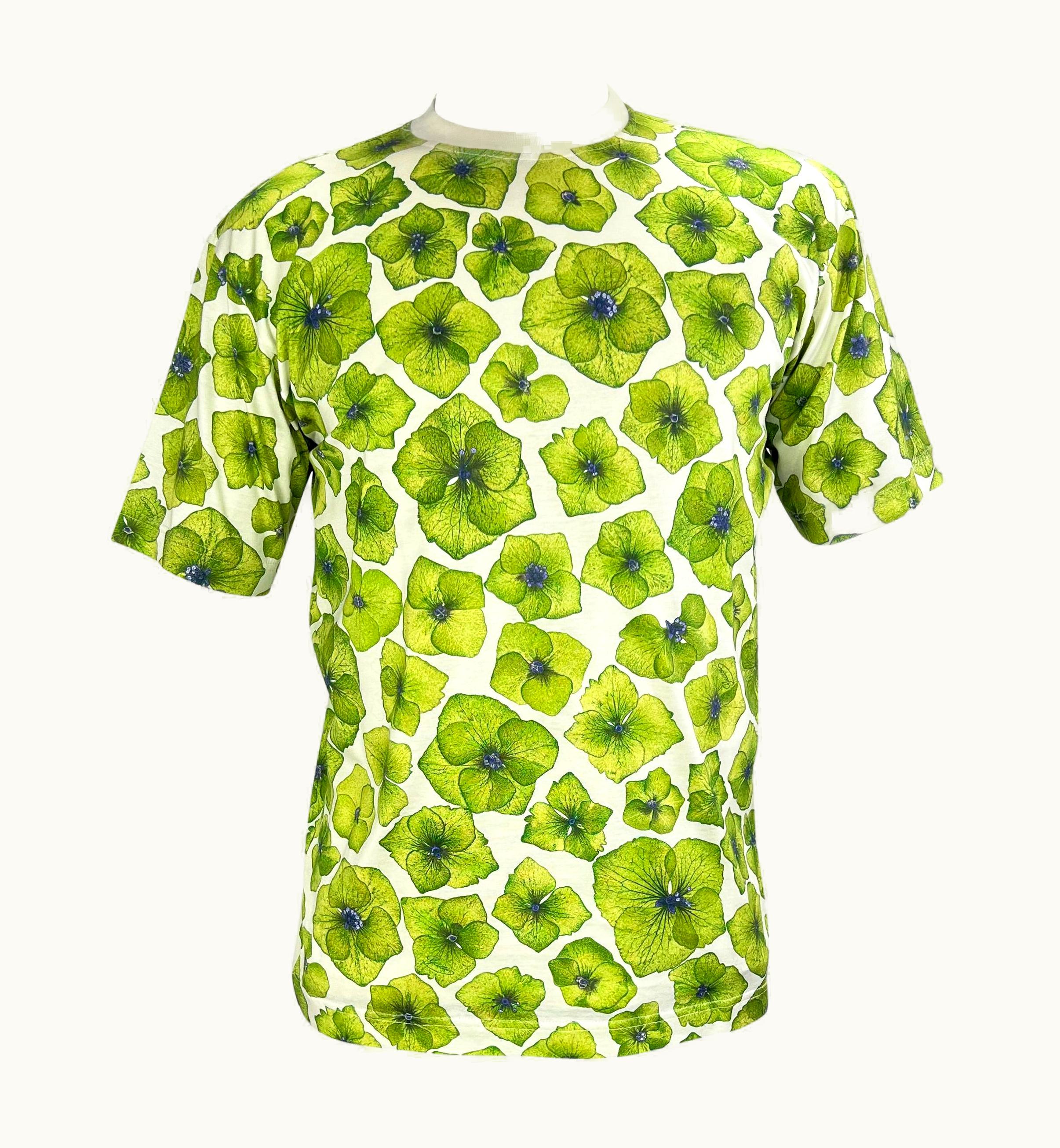 Gucci S/S 1996 Gucci By Tom Ford Men' White Green Poppy Print T-Shirt