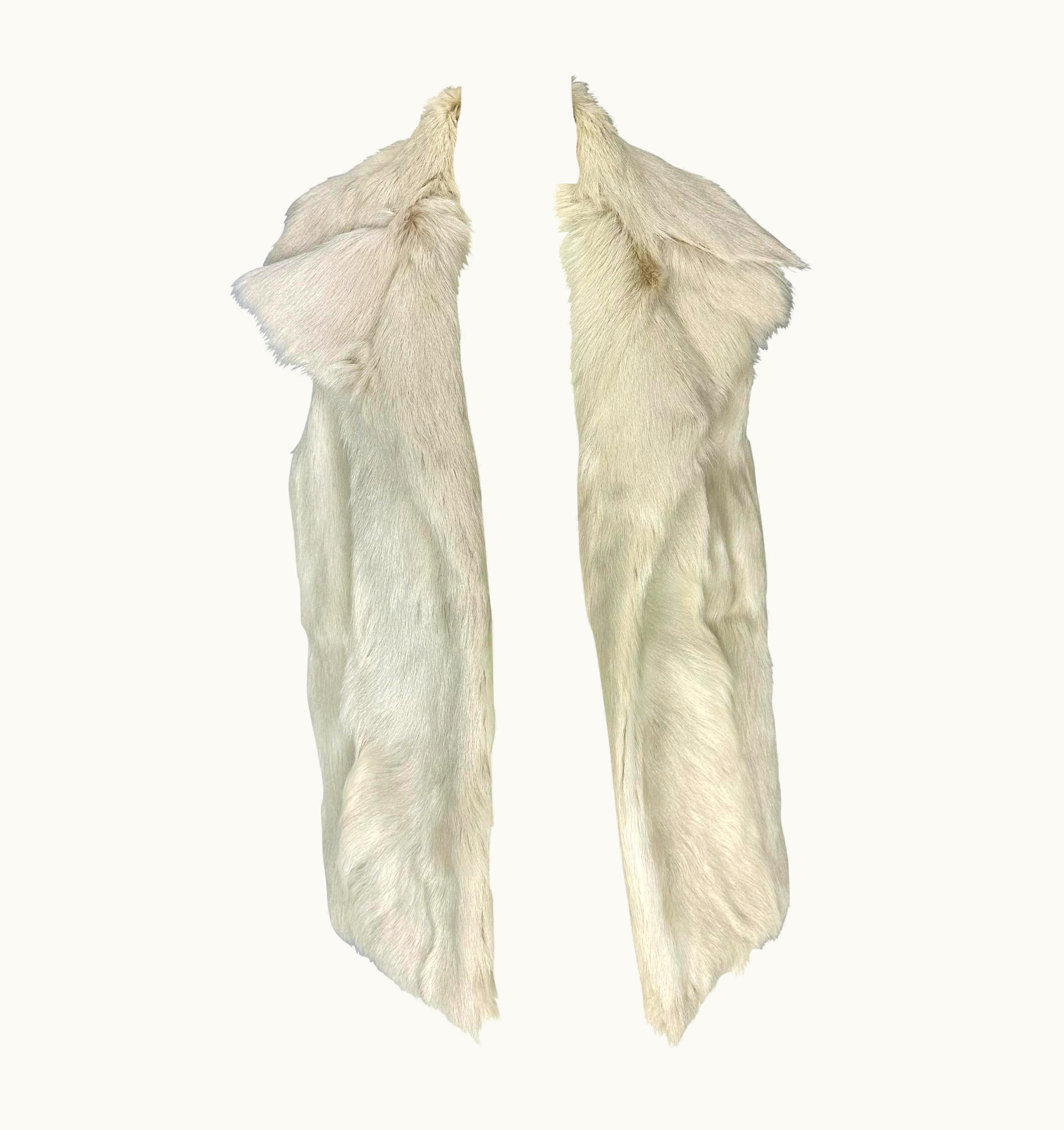 Gucci AW 1999 Gucci By Tom Ford Off White Goat Fur Men' Vest