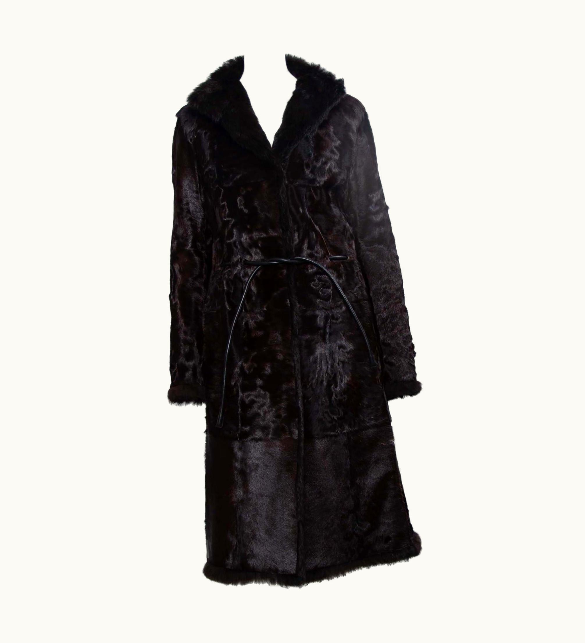 Gucci AW 1999 Gucci By Tom Ford Reversible Brown Persian Lamb & Rabbit Fur Coat