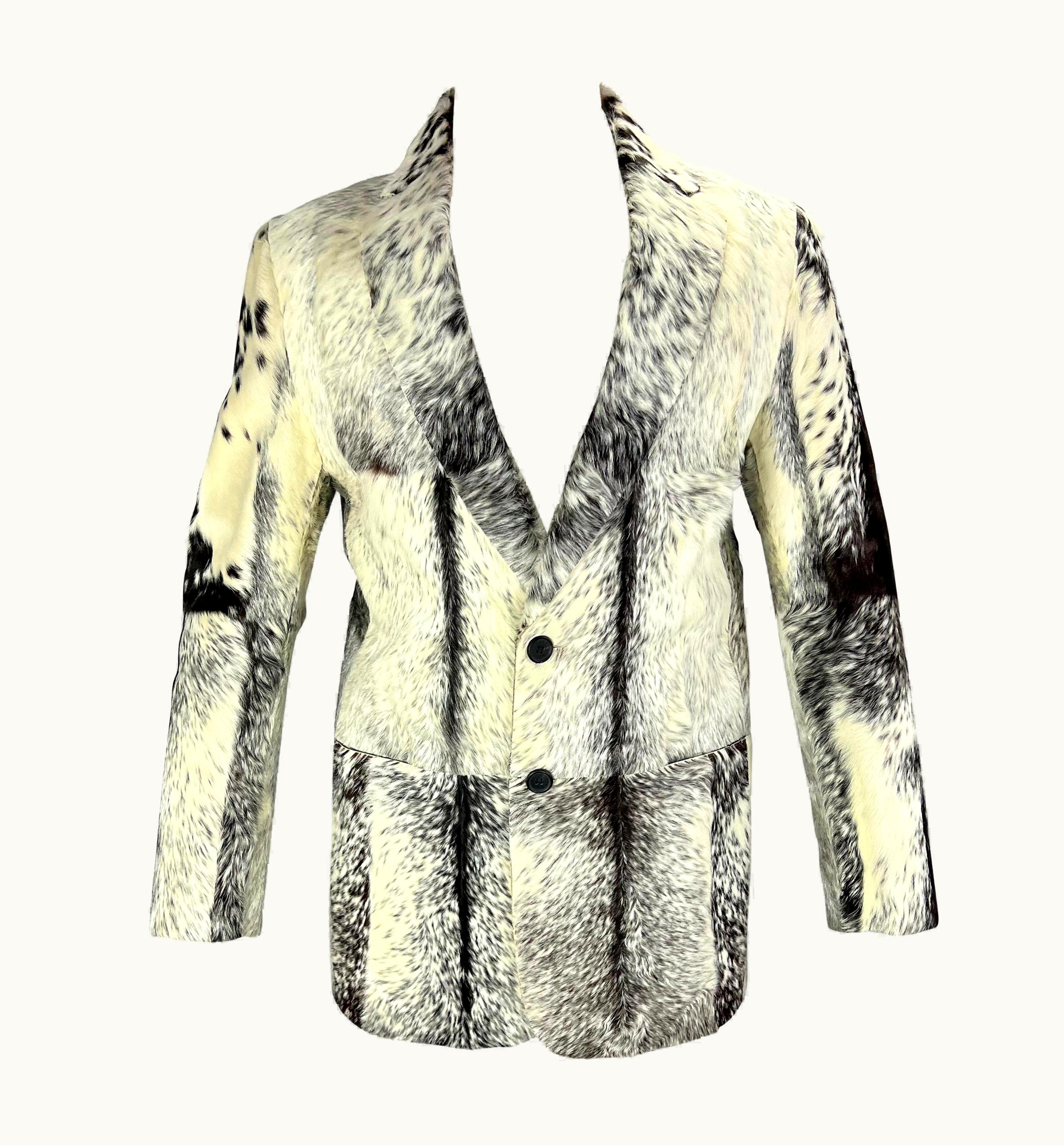 Gucci AW 1999 Gucci By Tom Ford Men' Ad White Pony Hair Blazer Nwt