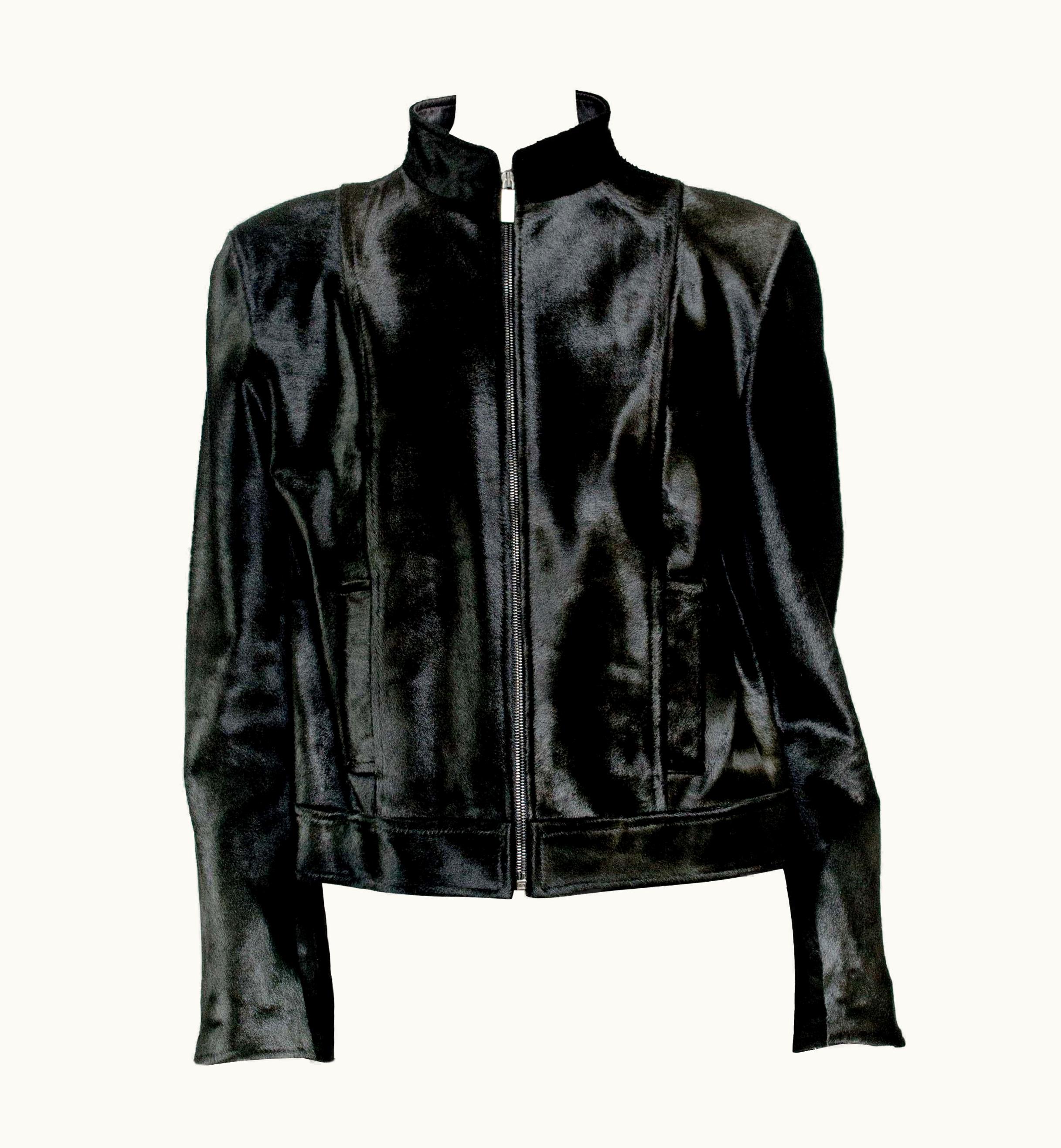 Gucci AW 1997 Gucci By Tom Ford Pony Hair Jacket Dark Olive Green