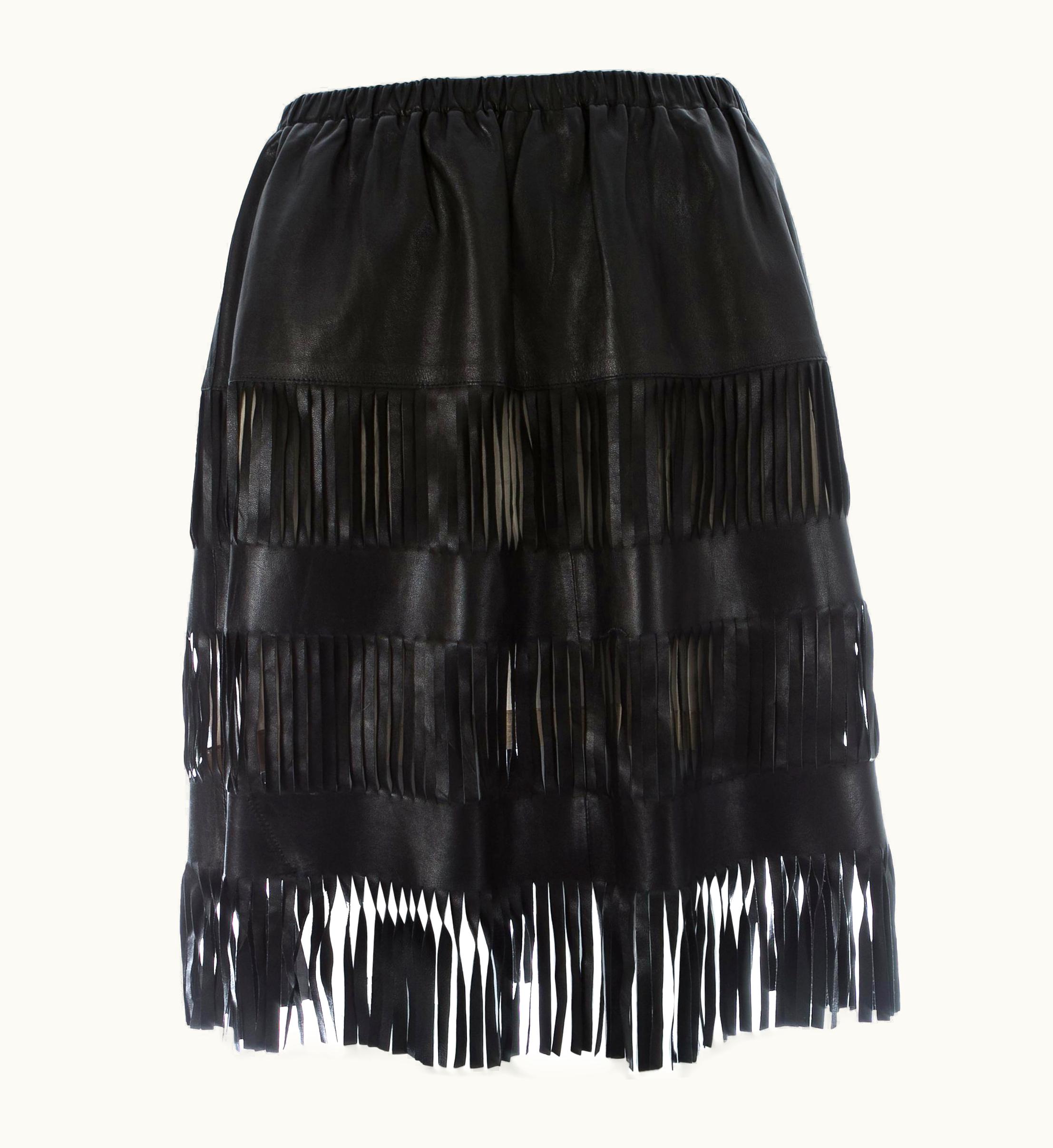 Gucci Tom Ford For Gucci Fringed Black Leather Skirt With Cut Out Panels, S/S 1999