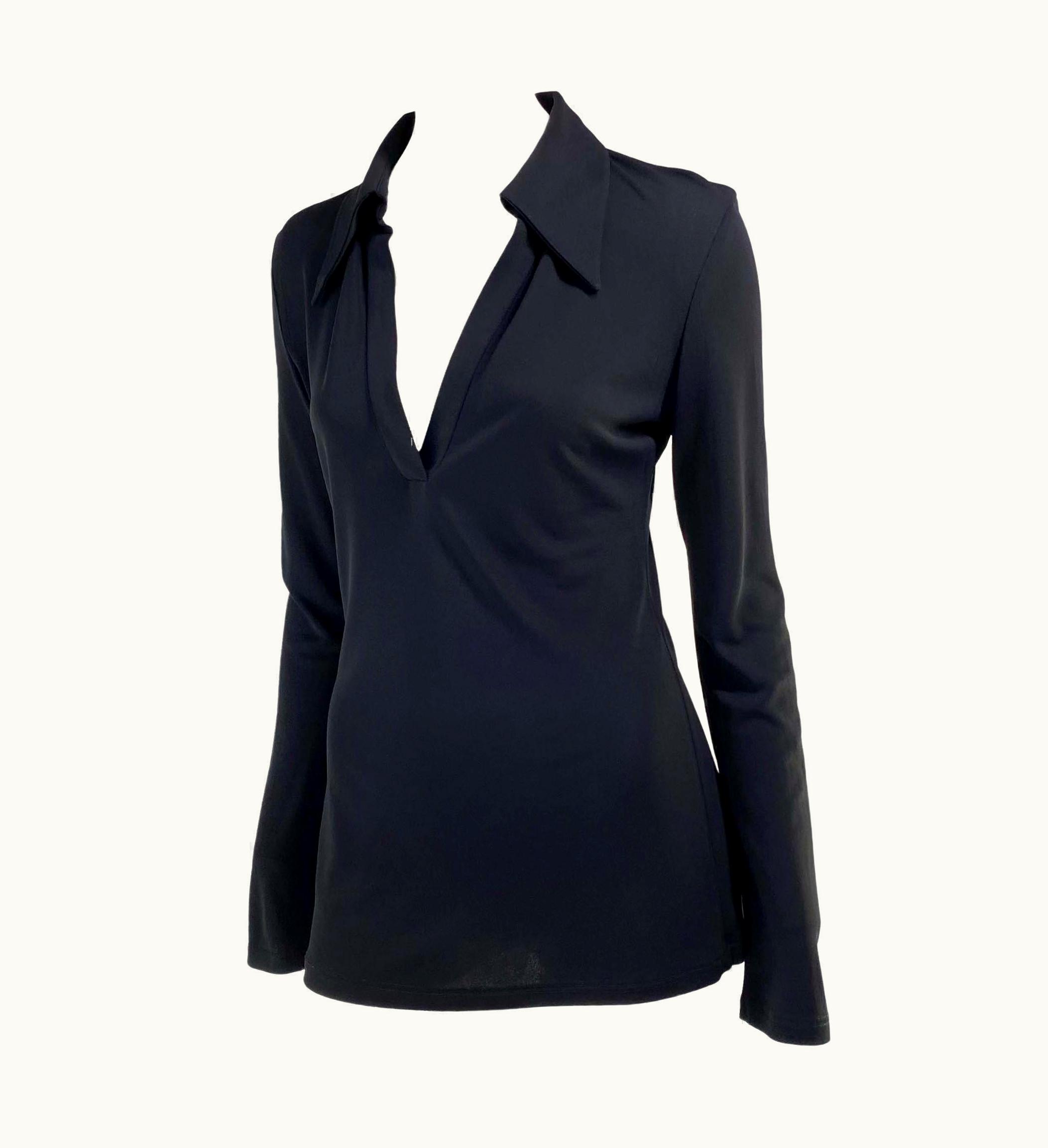 Gucci S/S 1996 Gucci By Tom Ford Viscose Collared V Neck Tunic Top