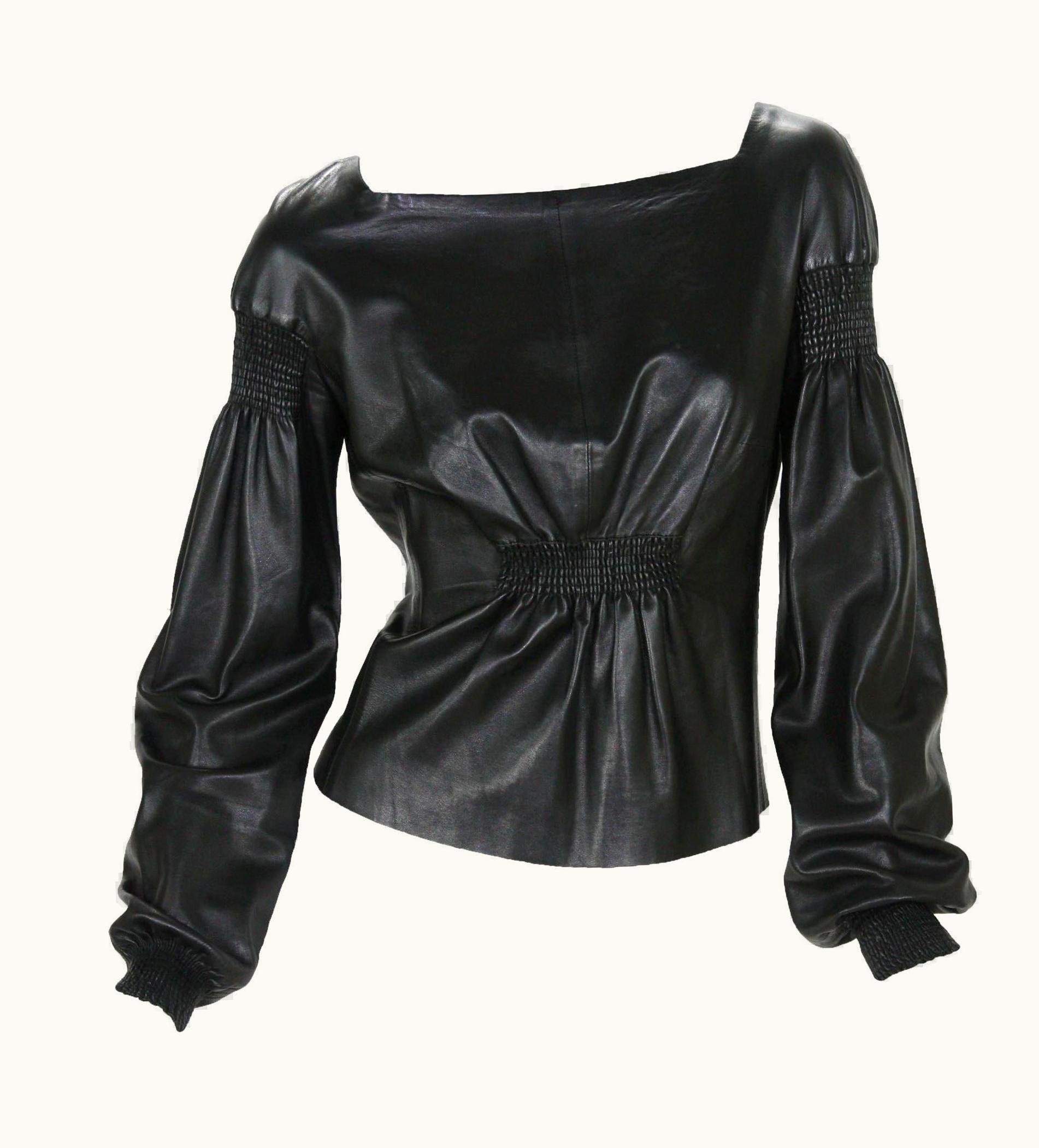 Gucci Tom Ford For Gucci AW 1999 Super Soft Black Leather Back Zip Top Jacket