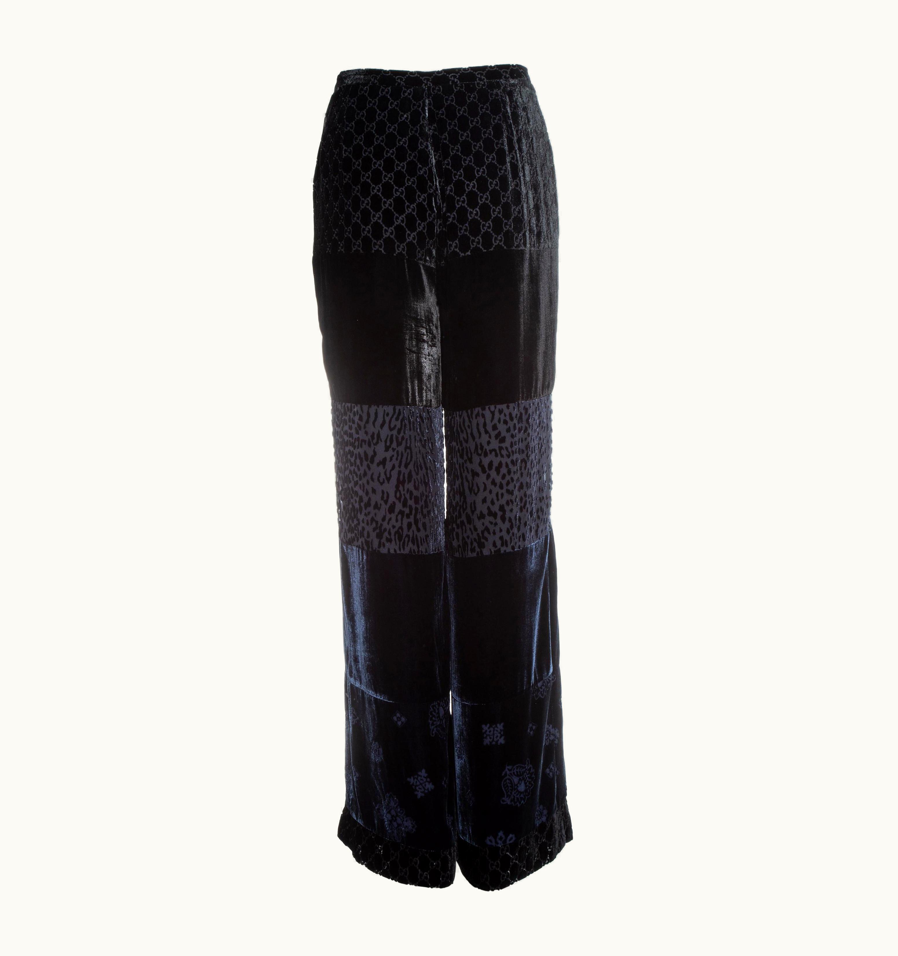 Gucci Gucci By Tom Ford Black Monogram And Floral Velvet Evening Pants, AW 1997