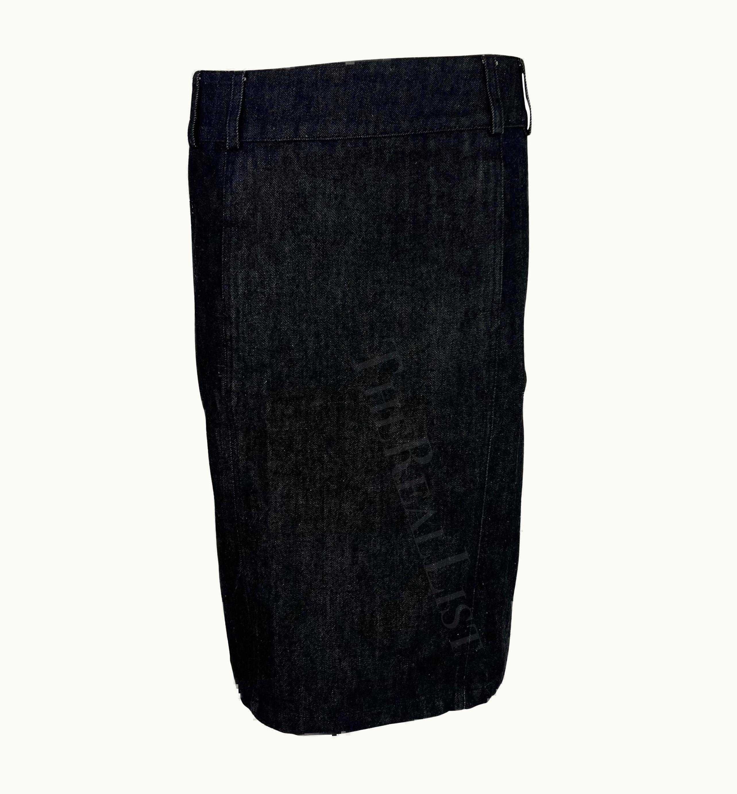 Gucci 1999 Gucci By Tom Ford Dark Denim Zipper Skirt