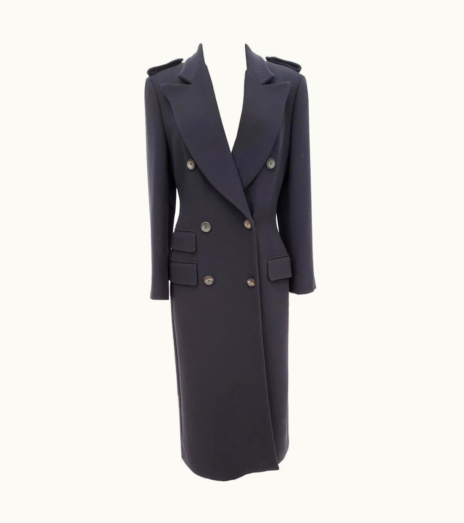 Gucci AW 1996 Collectible Vintage Tom Ford For Gucci Navy Wool Coat