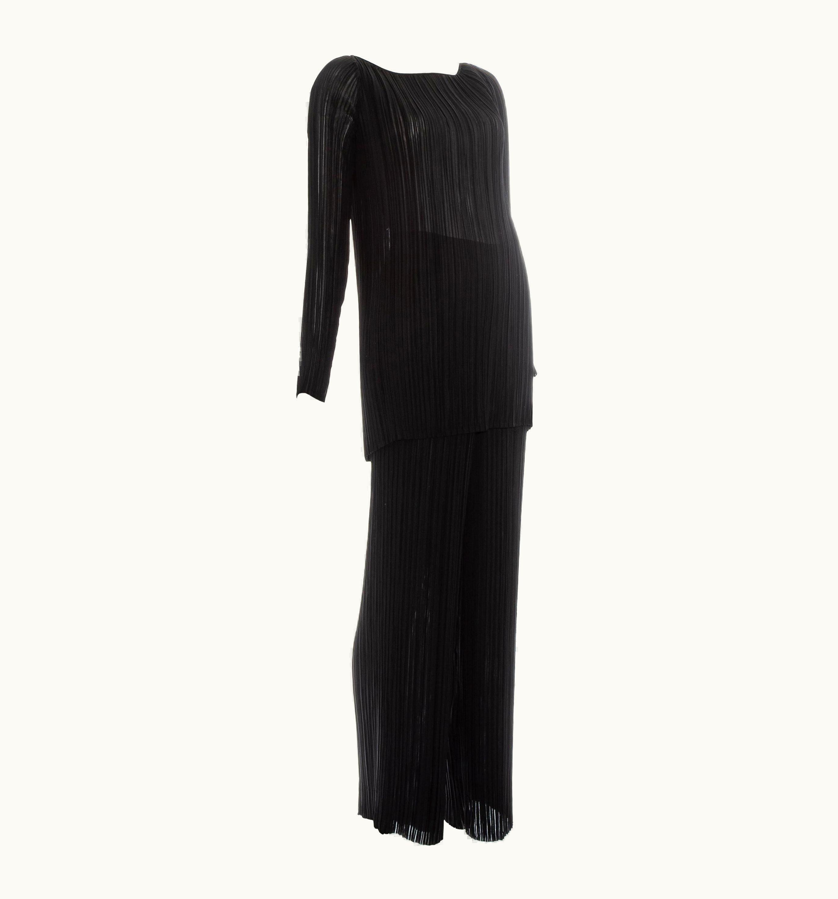 Gucci Gucci By Tom Ford Black Pleated Tunic And Pants Ensemble, S/S 1996