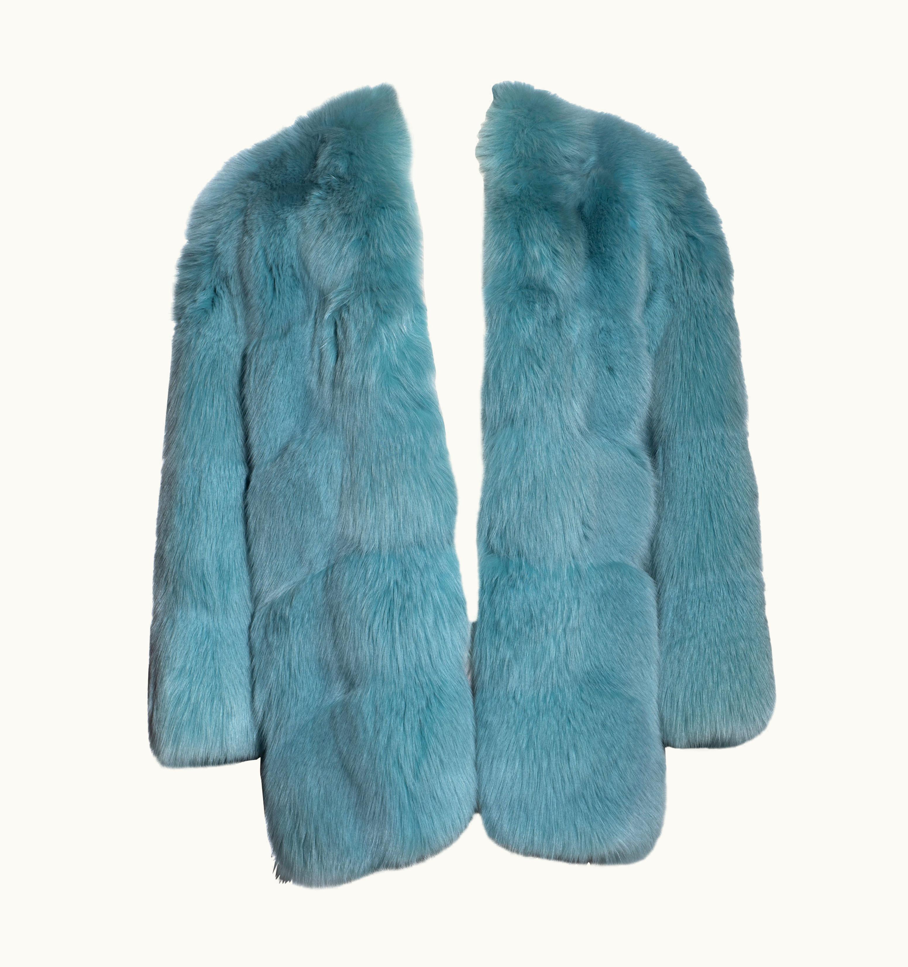 Gucci Gucci By Tom Ford Aqua Blue Fox Fur Coat, AW 1997