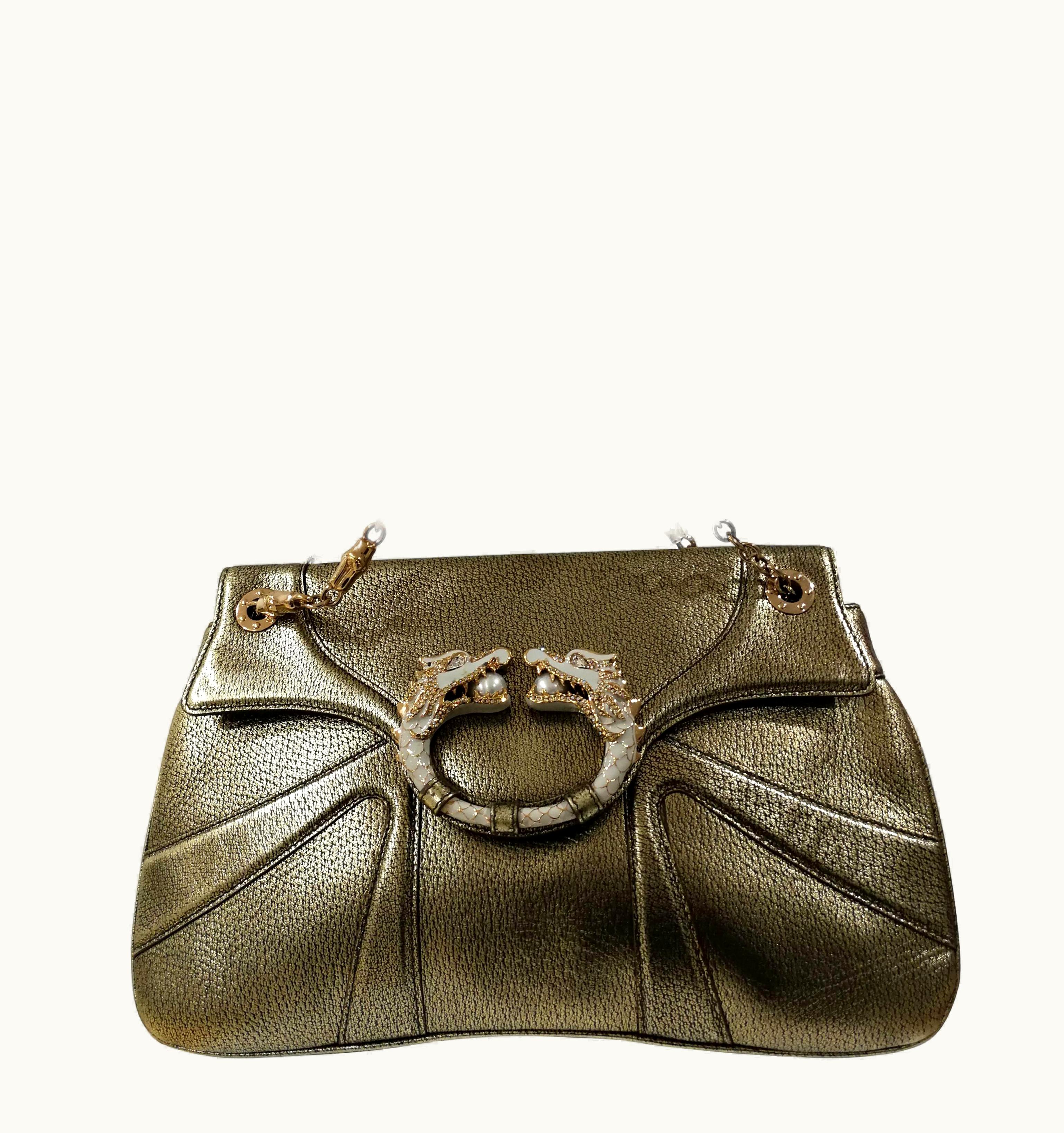 Gucci Gucci Dionysus Gold Tone Leather White Dragons Bag