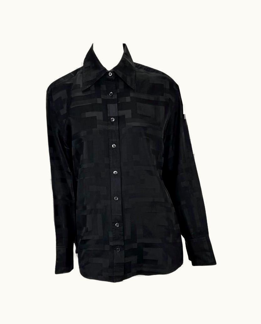 Gucci S/S 1998 Gucci By Tom Ford Square 'g' Black Silk Shirt