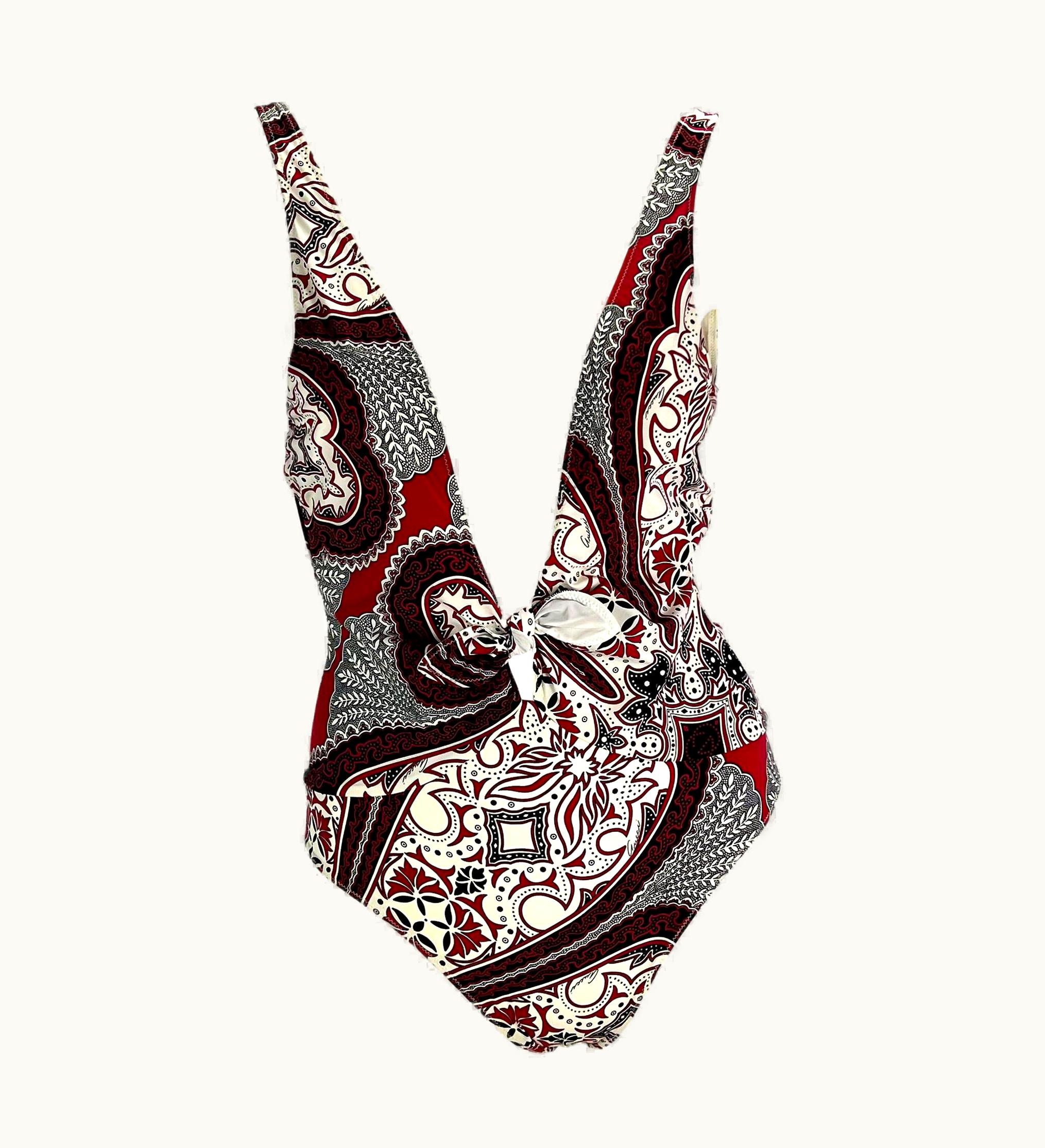 Gucci Cruise 2004 Gucci By Tom Ford Red Bandana Print One Piece Swimsuit