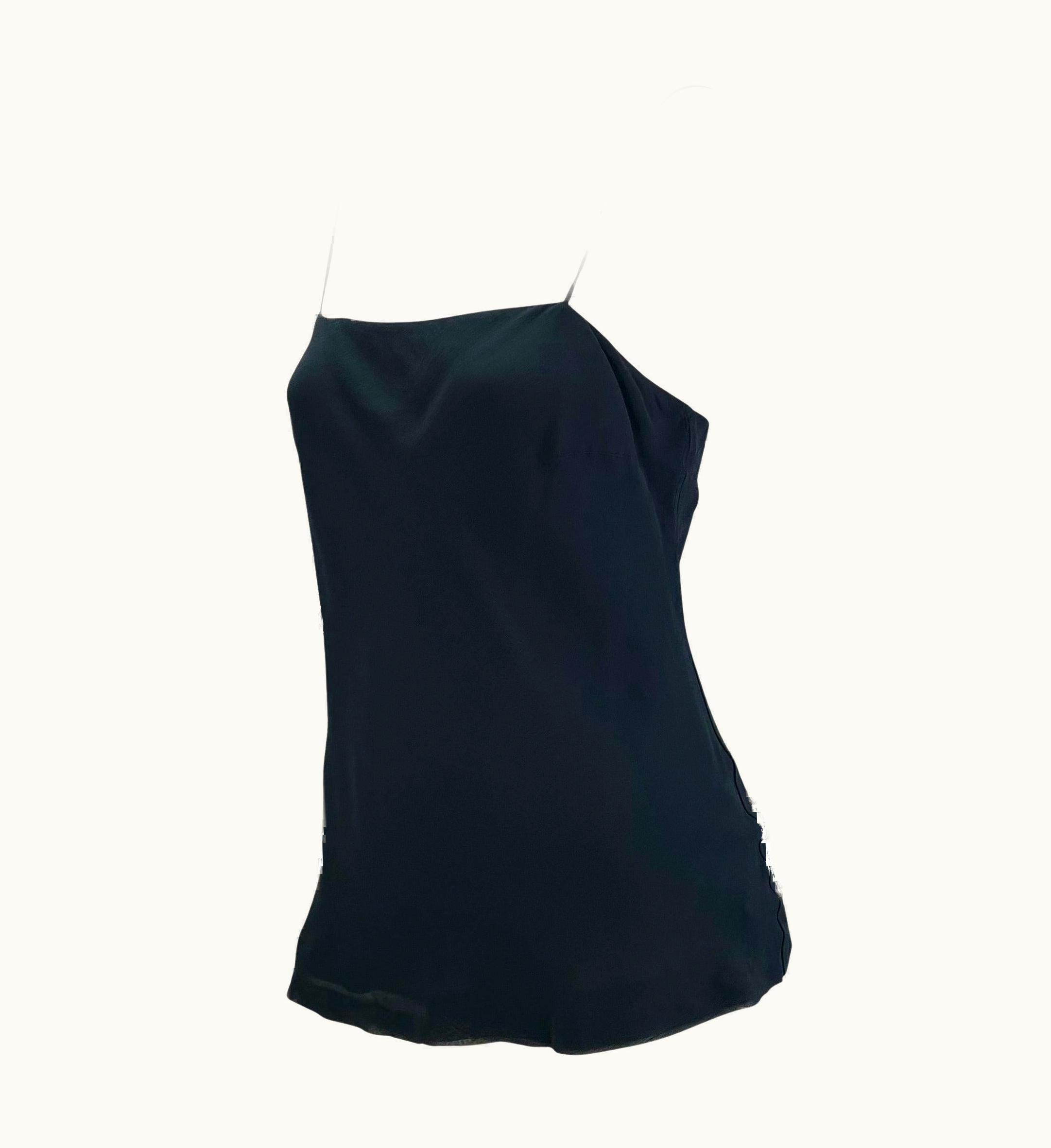 Gucci S/S 1997 Gucci By Tom Ford Navy Sheer Crepe Chiffon Silk Blend Tank Top