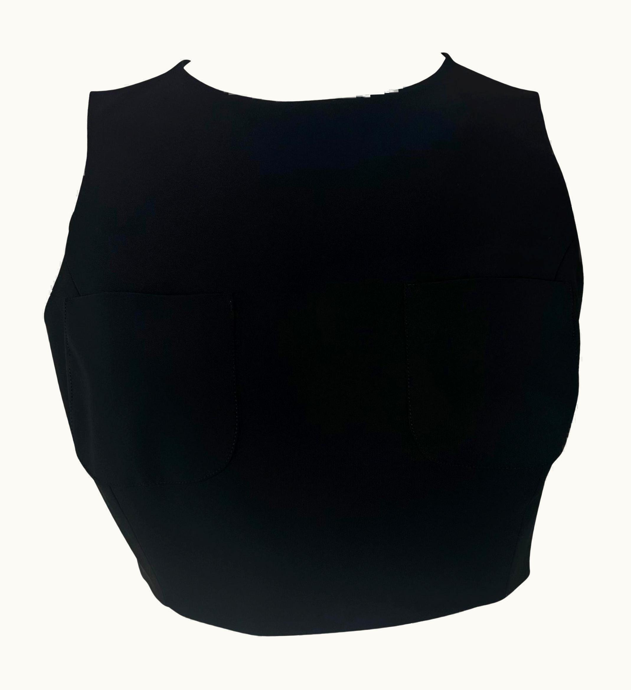 Gucci S/S 1996 Gucci By Tom Ford Black Silk Crop Top Two Front Pockets