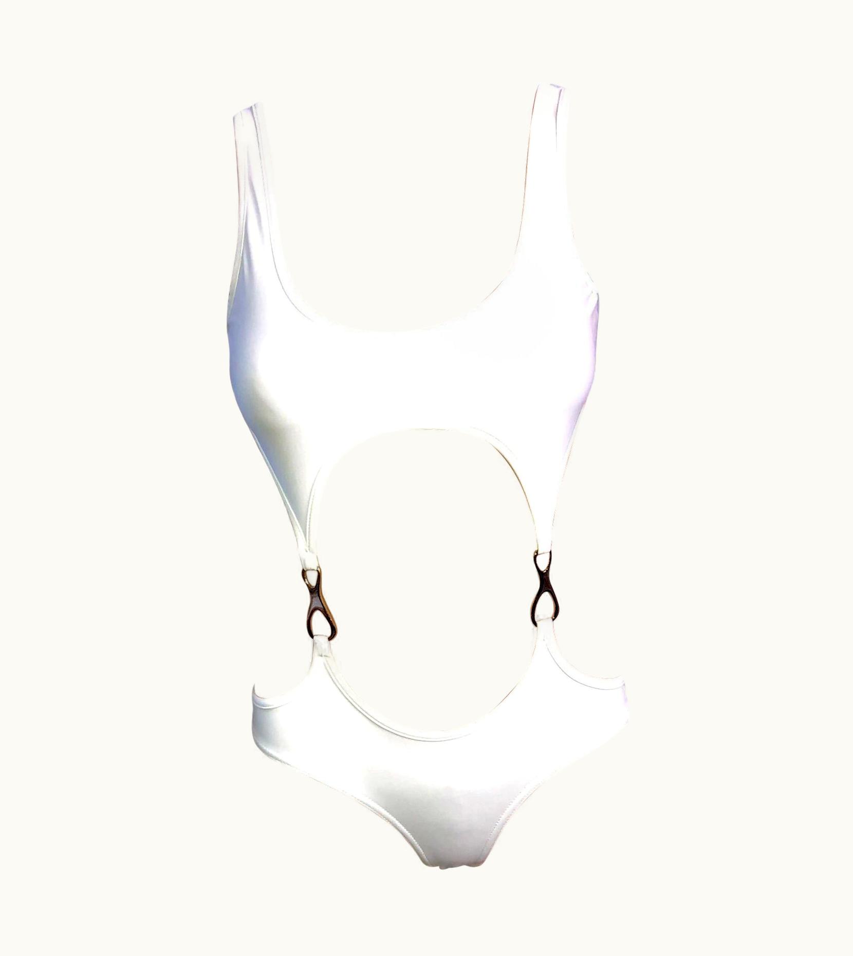 Gucci Tom Ford For Gucci S/S 1998 Cutout Buckles One Piece Bodysuit Swimsuit Swimwear UZ0573923