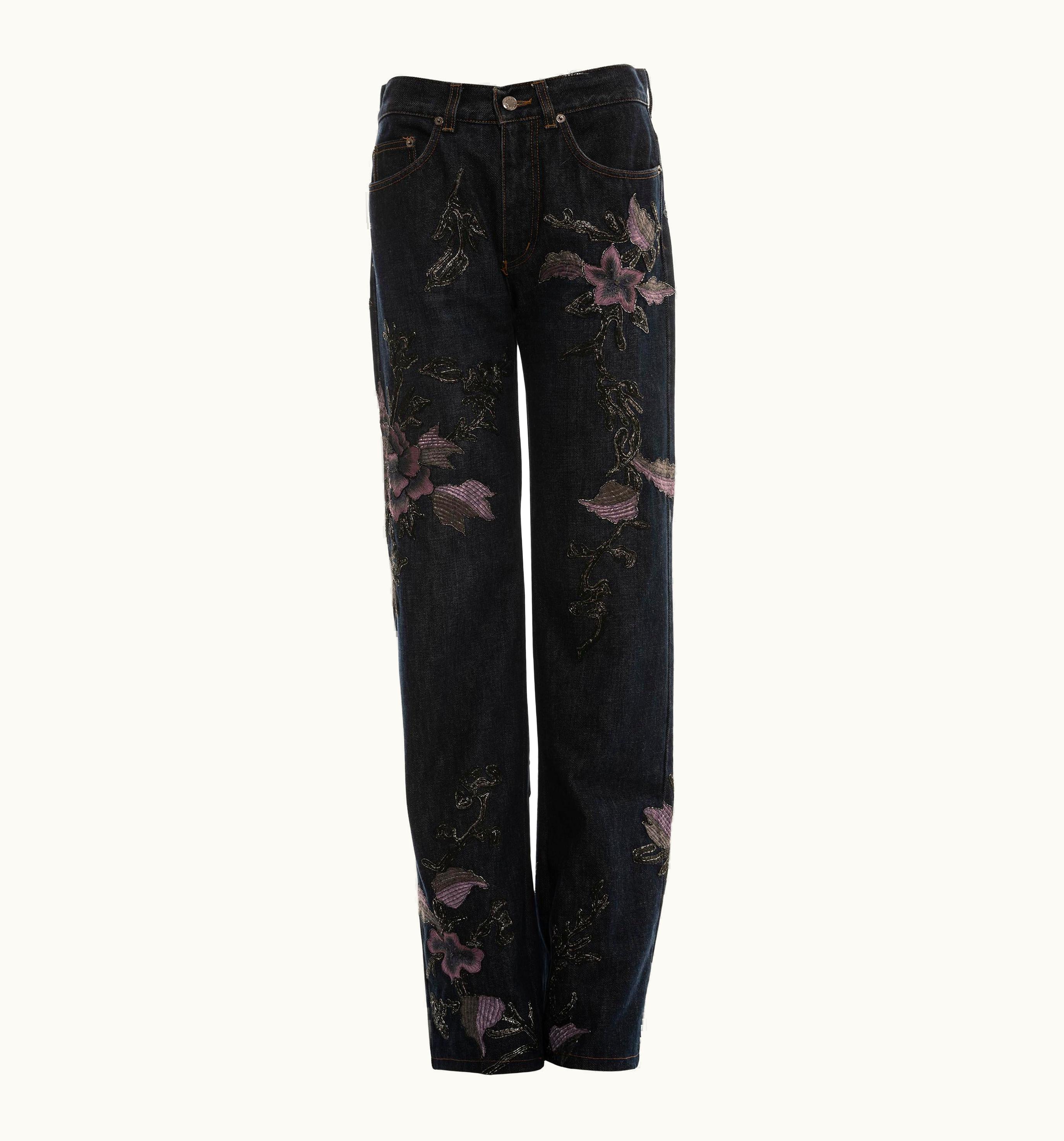 Gucci Gucci By Tom Ford Denim Jeans With Floral Embroidery, AW 1999