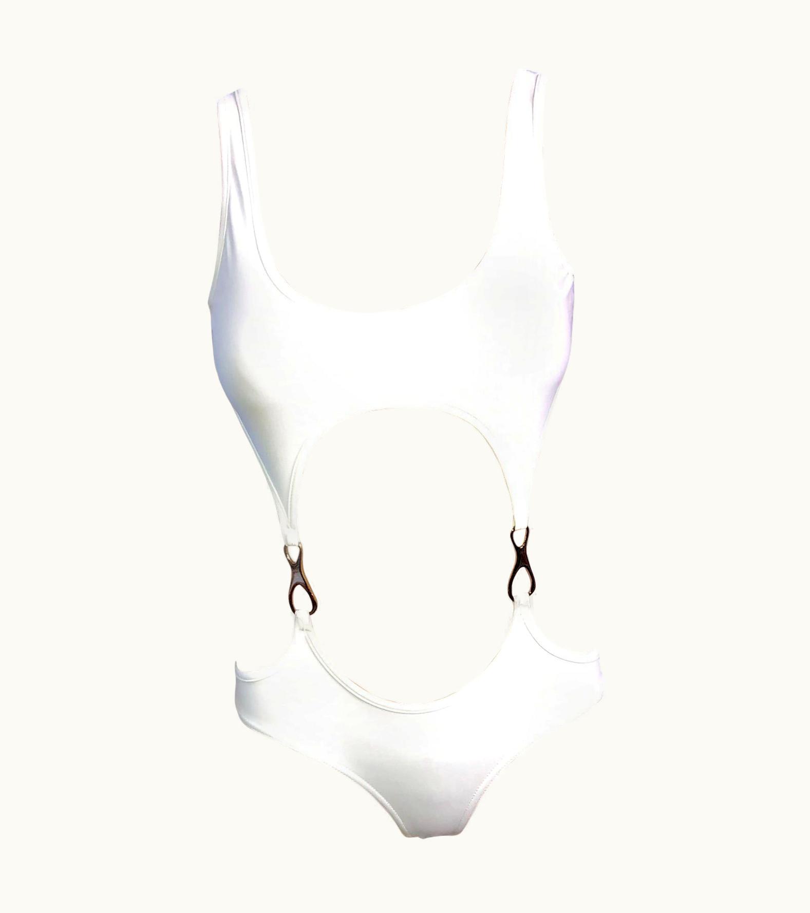Gucci Tom Ford For Gucci S/S 1998 Cutout Buckles One Piece Bodysuit Swimsuit Swimwear UZ0573962