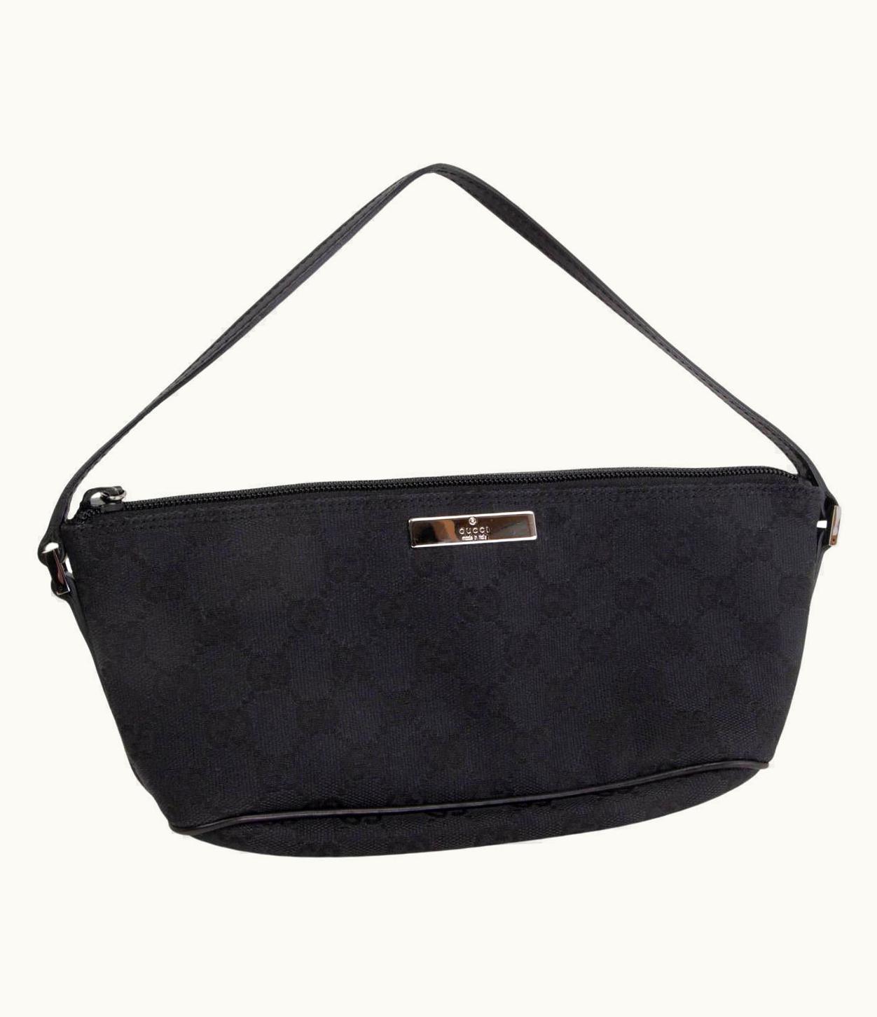 Gucci Gucci Black Gg Monogram Canvas 1990s Mini Pochette Bag