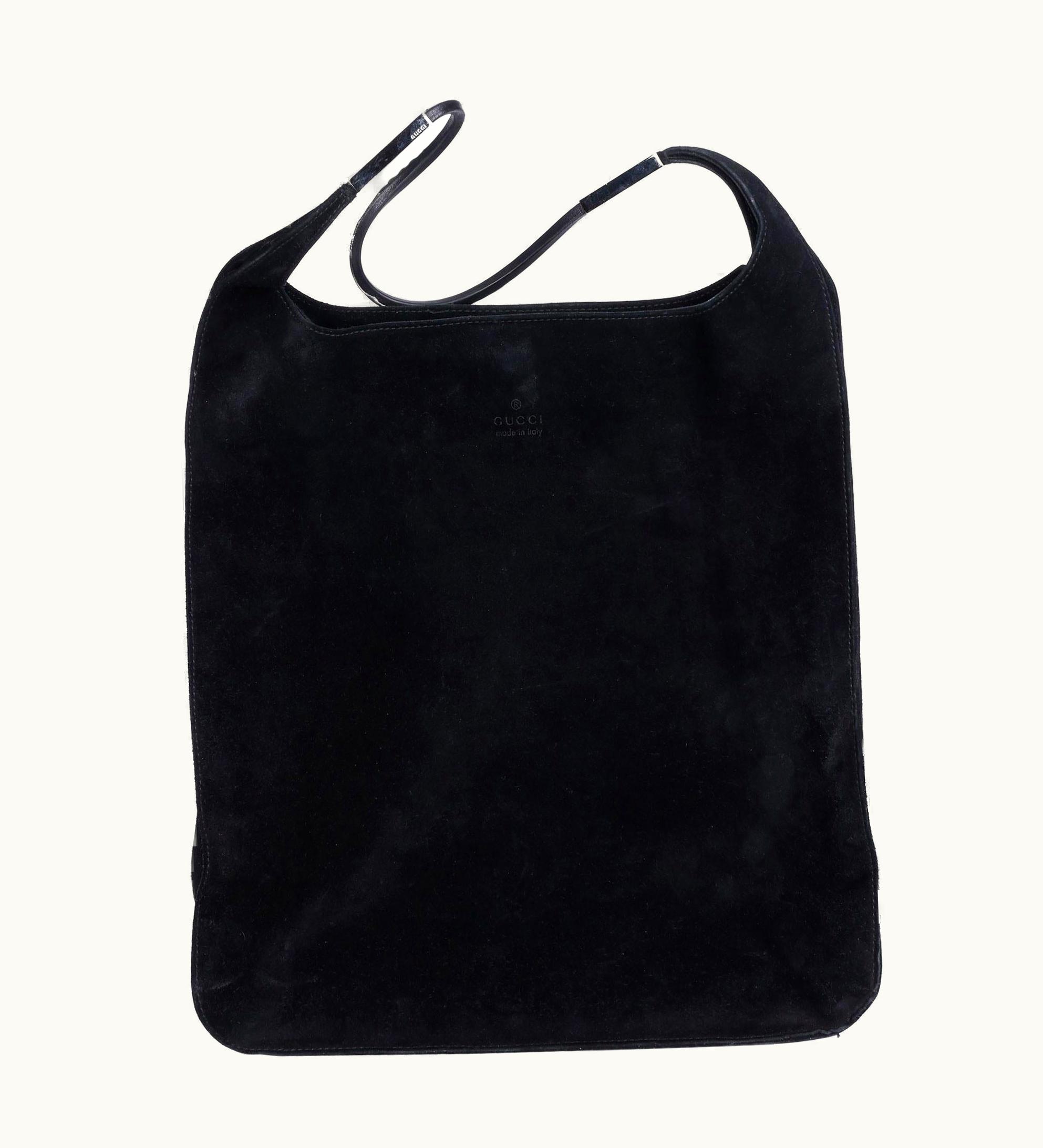 Gucci 1990 Gucci Black Suede Vintage Shoulder Bag