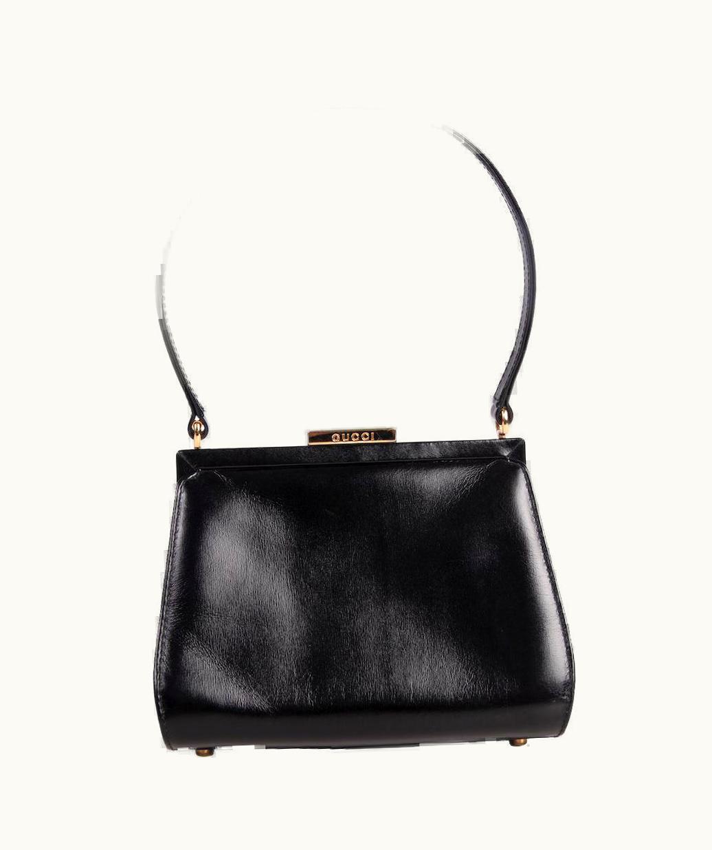 Gucci Gucci By Tom Ford S/S 1995 Runway & Ad Campaign Small Black Frame Top Handle Bag