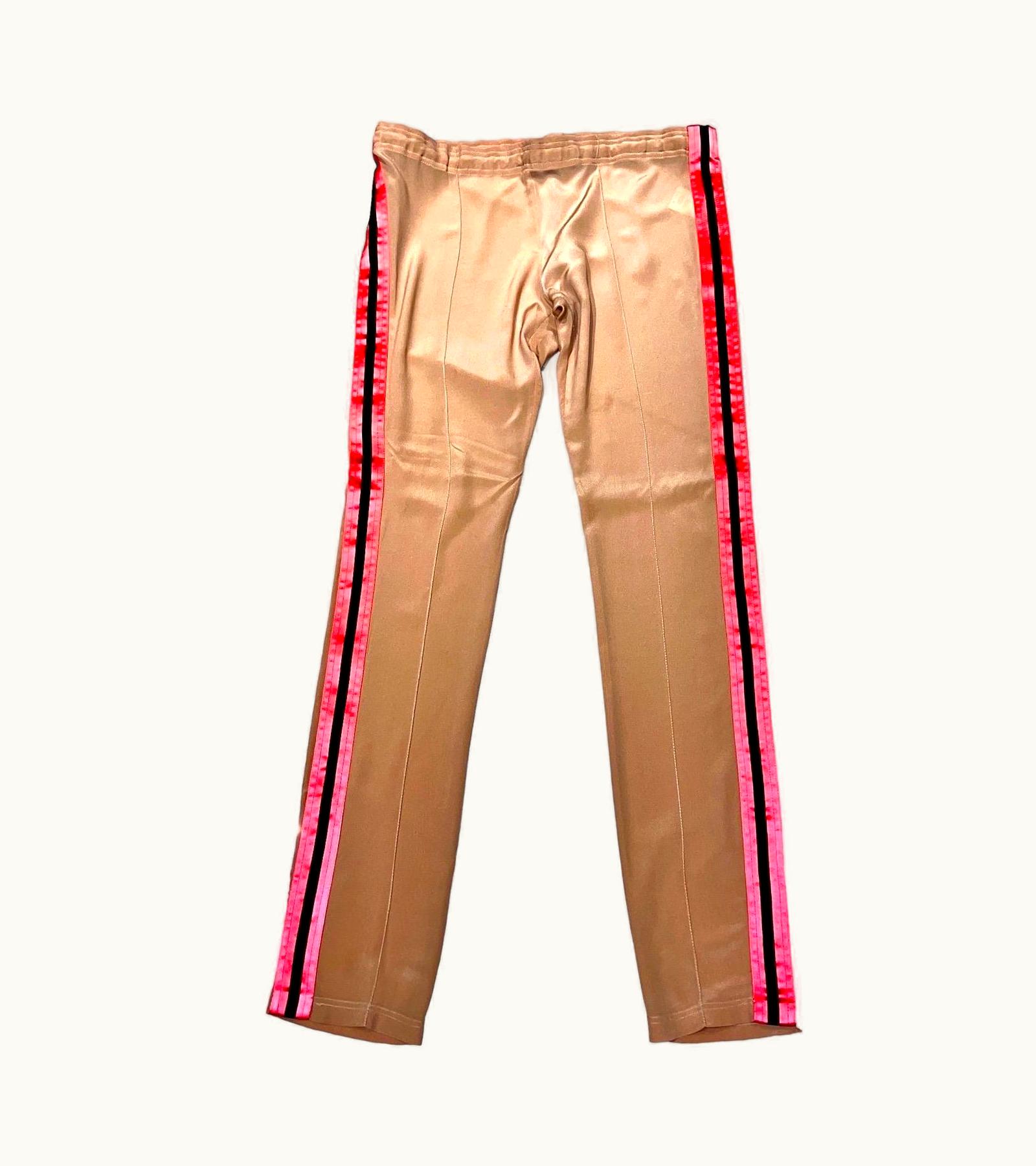 Gucci Gucci By Tom Ford S/S 2004 Blush Silk Pants Joggers With Stripes