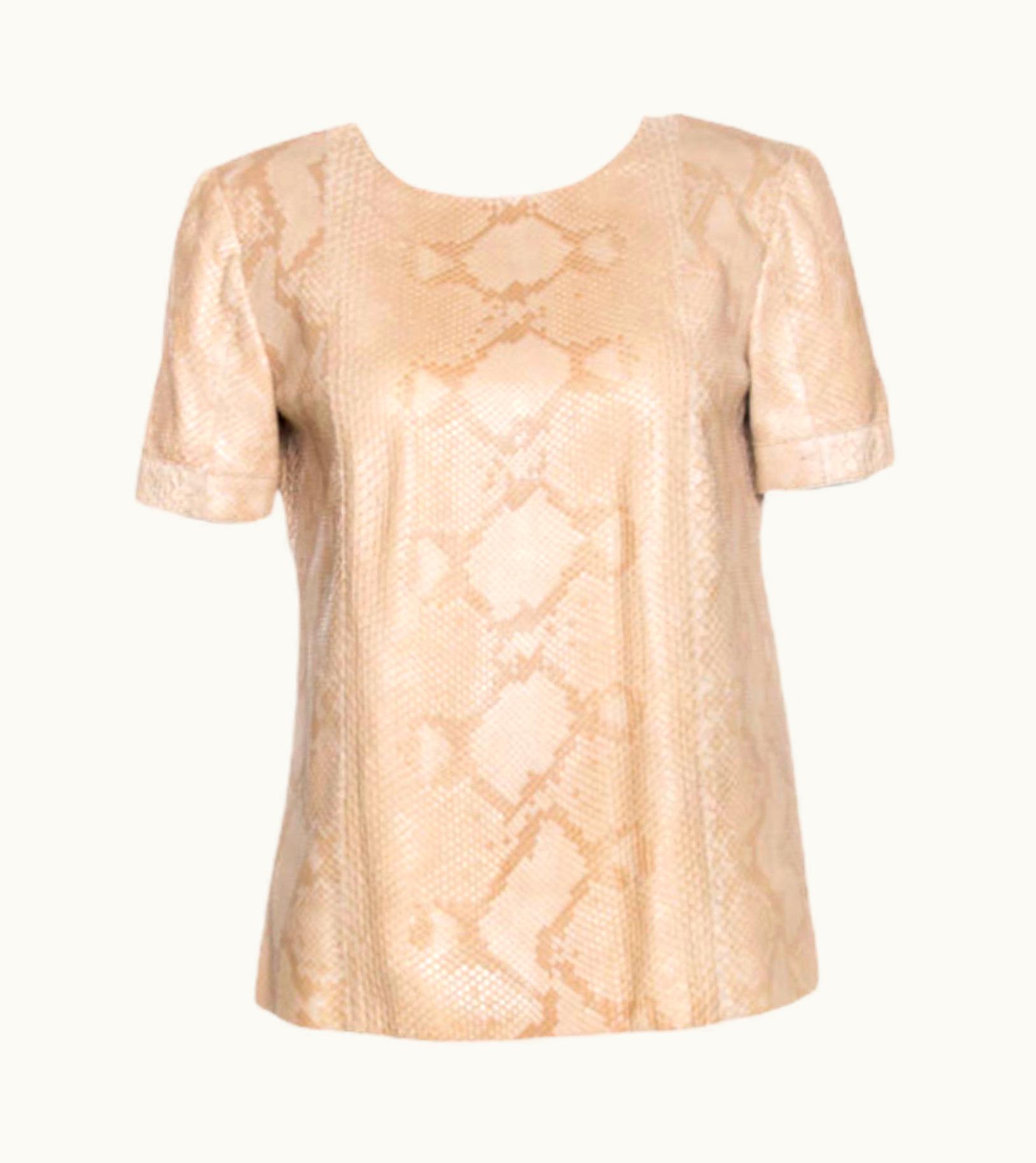 Gucci Gucci Exotic Python Snake Skin Mat Leather Top Shirt Blouse