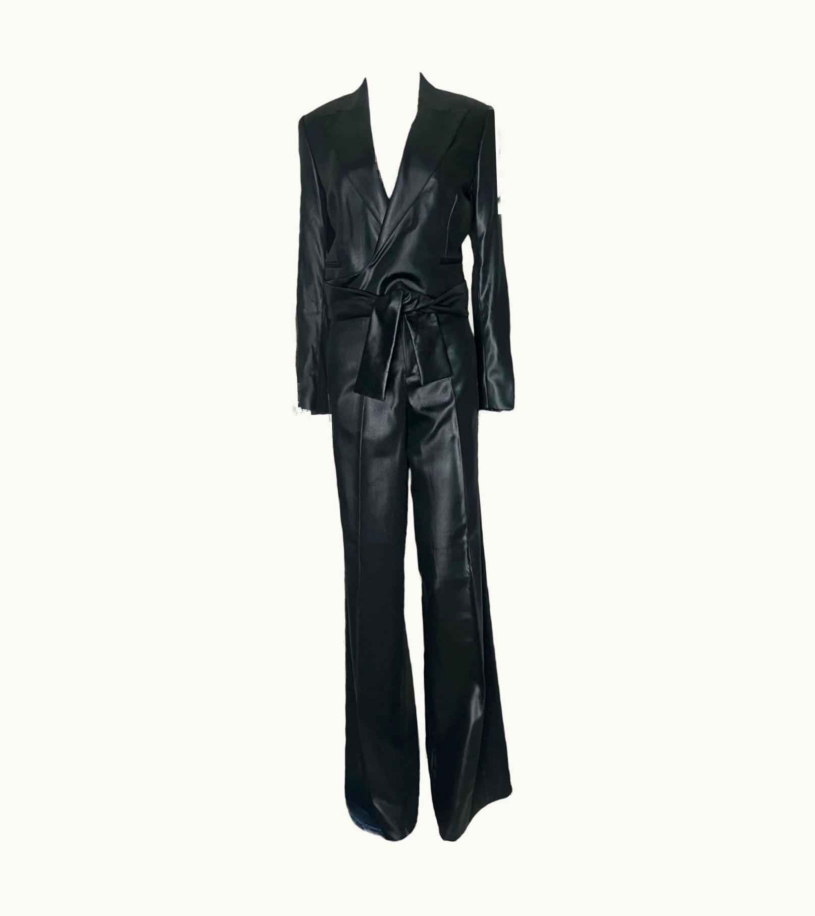 Gucci Unworn Gucci By Tom Ford Y2k 2000 Tuxedo Style Black Wrap Jacket Pants Suit