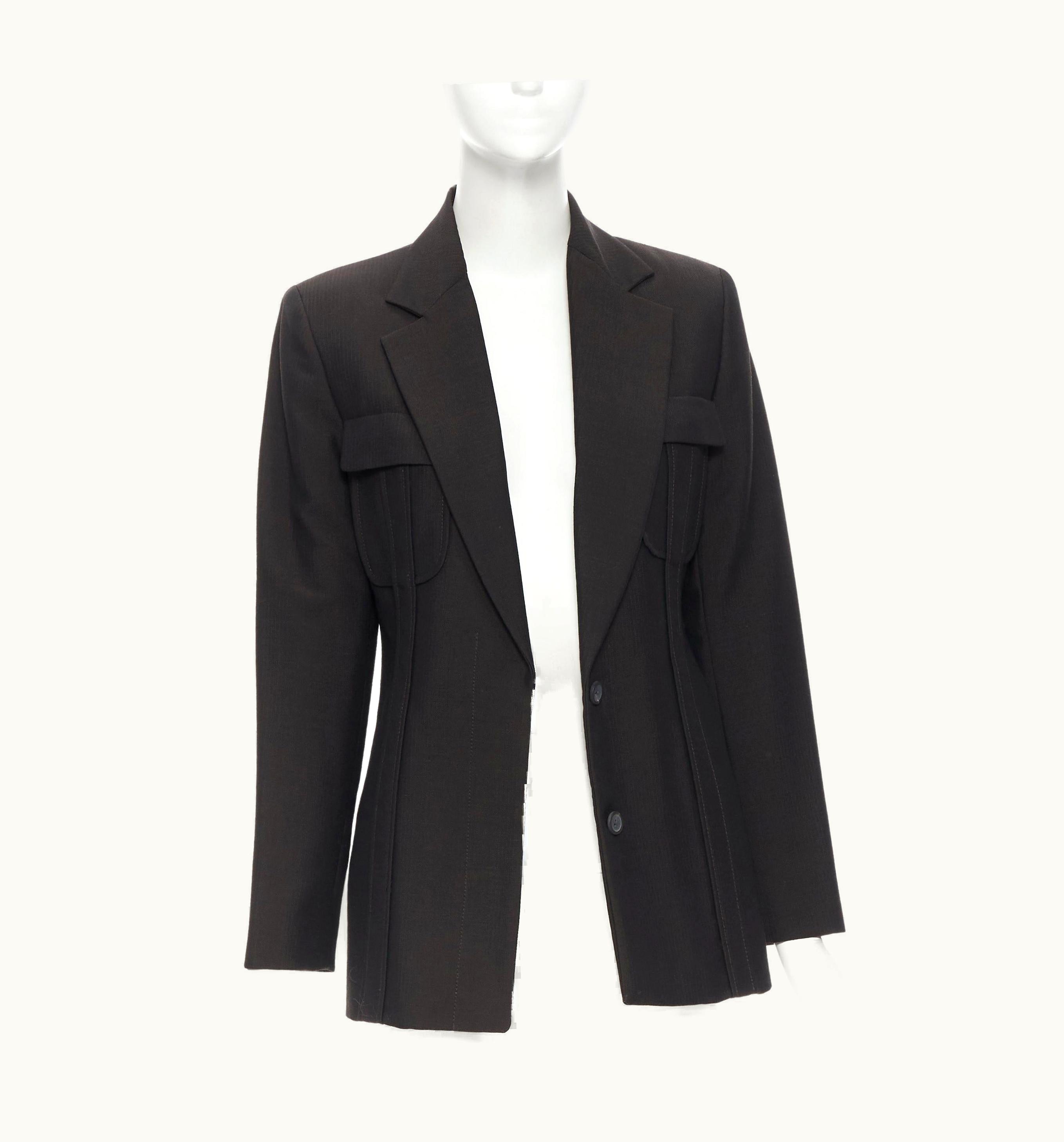 Gucci Vintage Gucci Tom Ford 1996 Brown Wool Mohair Dart Front Blazer Pant Set