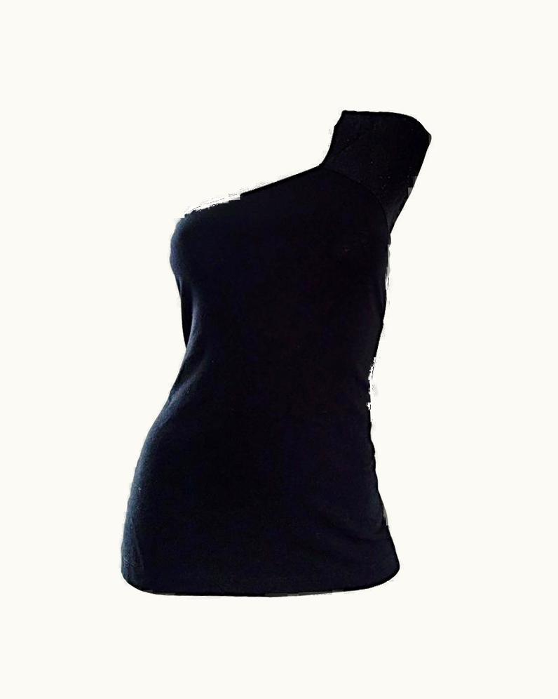 Gucci Tom Ford For Gucci 1996 Black One Shoulder ' Glimmer ' Runway Bodycon Top