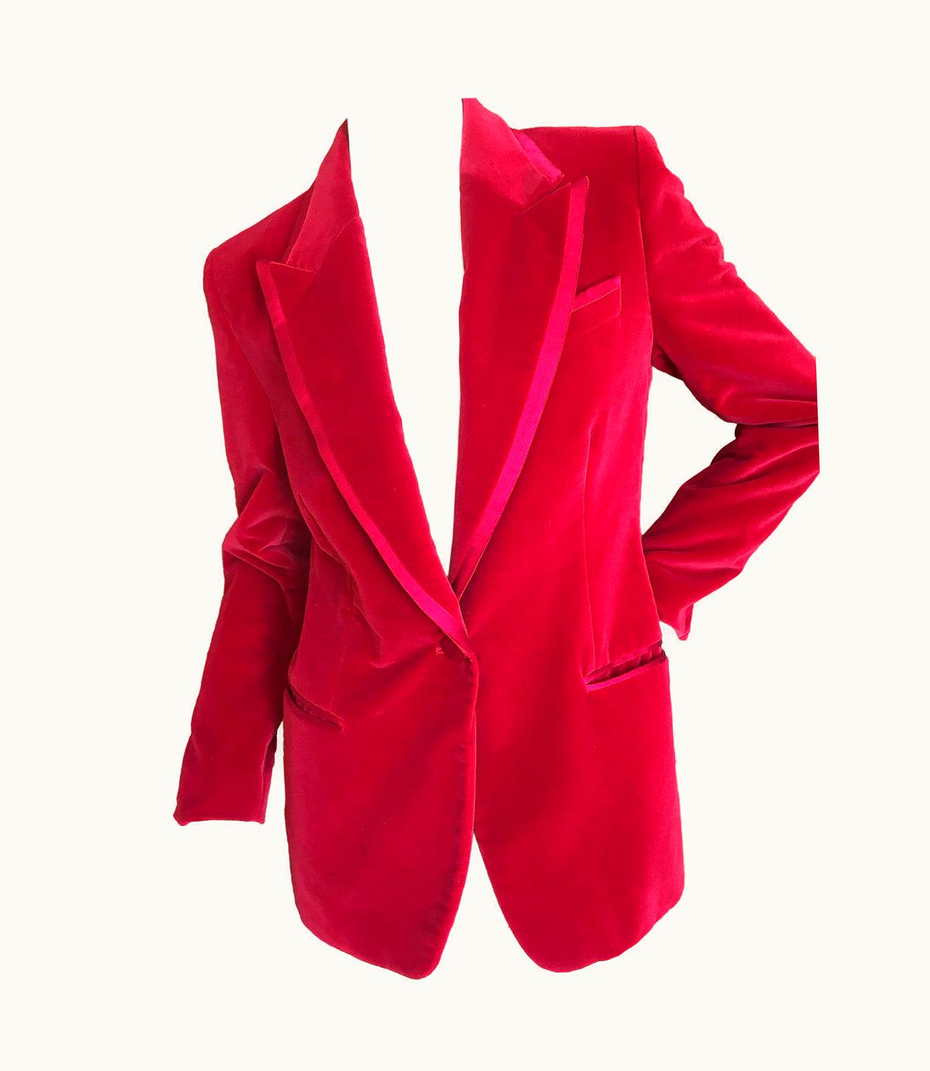 Gucci Gucci By Tom Ford Red Velvet Tuxedo Jacket 1996